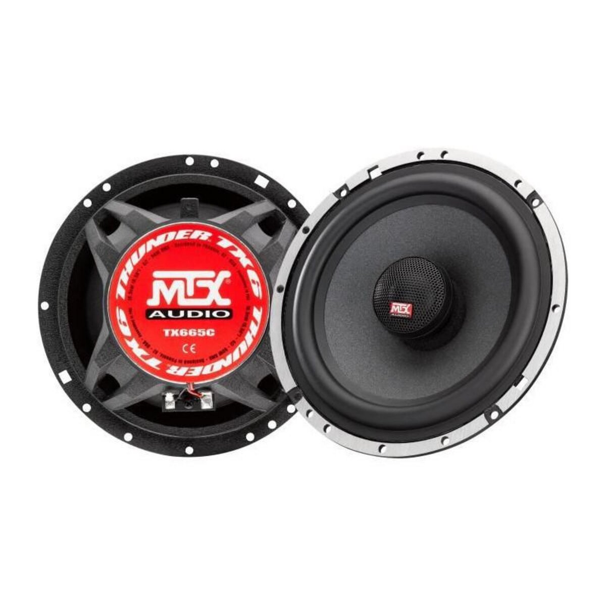 MTX AUDIO MTX TX665C Haut-parleurs voiture Coaxiaux 16,5cm 2 voies 90W RMS 4O Chassis alu Tweeters neodyme dome soie Membrane pulpe celulo