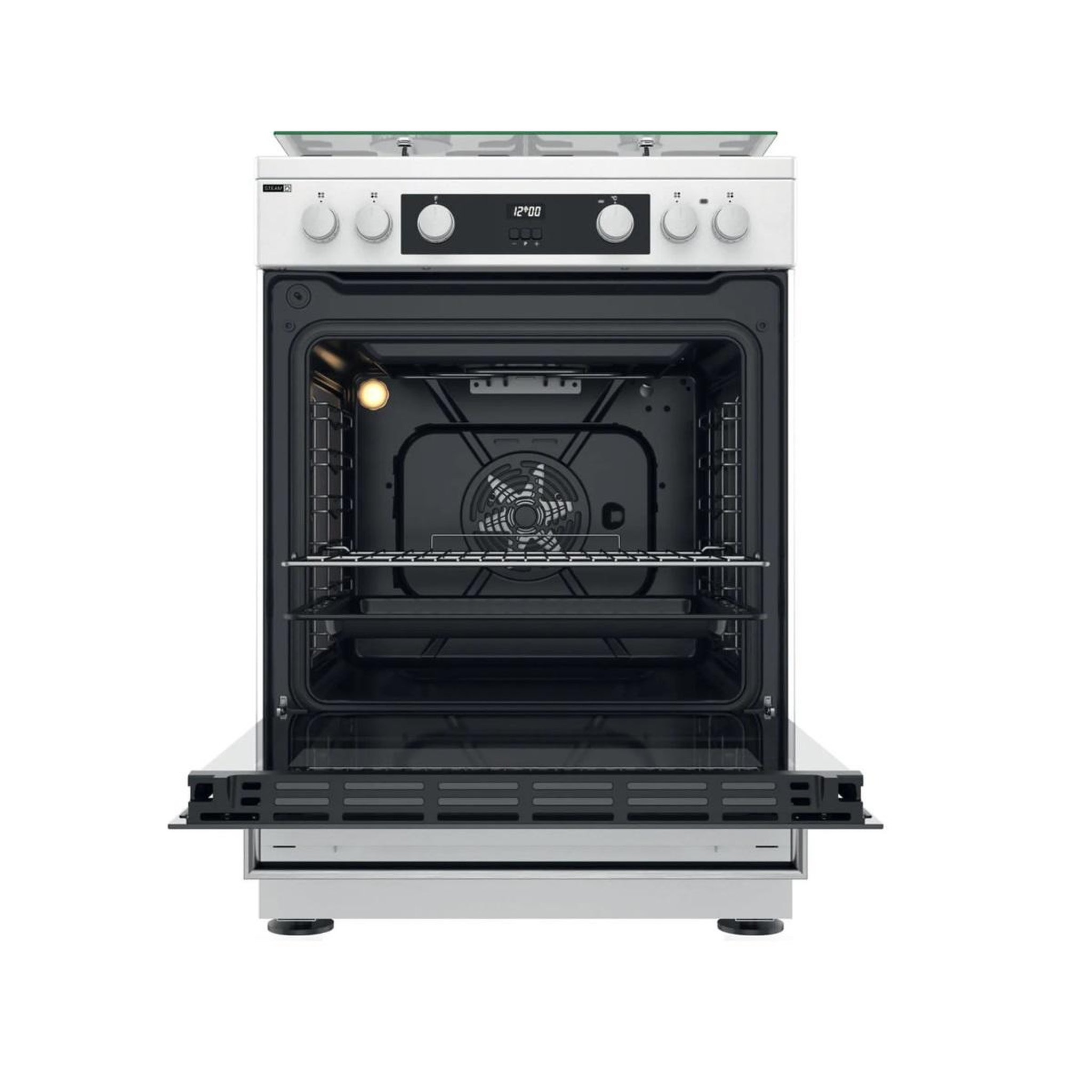 Voir la diapositive 4 : Whirlpool Cuisinière mixte 83l 4feux blanc - WS68M8CCWFR
