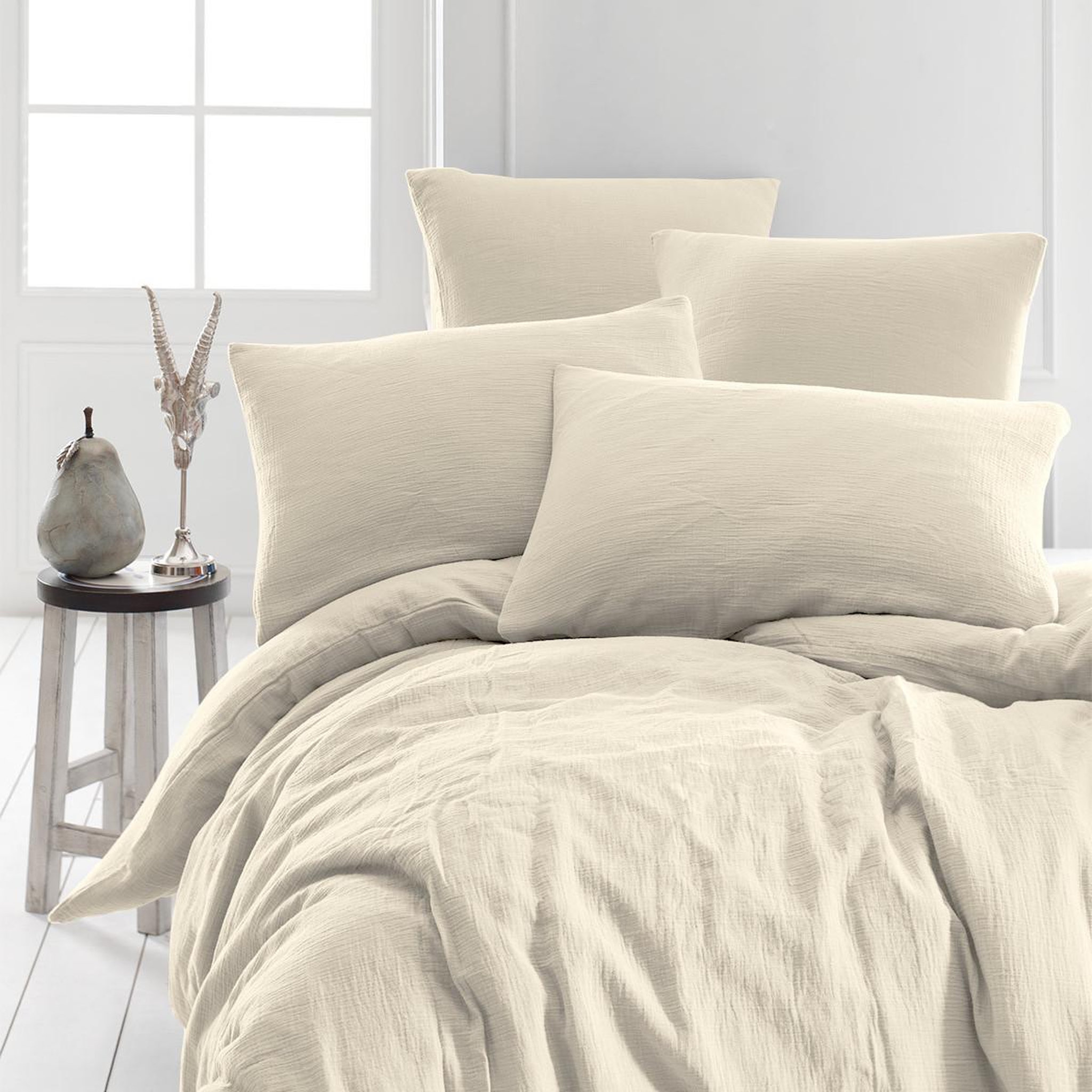 Sensei Maison Housse de couette en gaze de coton LOFT. Coloris disponibles : Orange, Gris, Blanc, Jaune, Vert