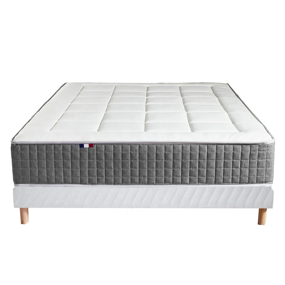 IDLITERIE Matelas ressorts MAX, 7 zones, sommier rigide, pack couette oreiller