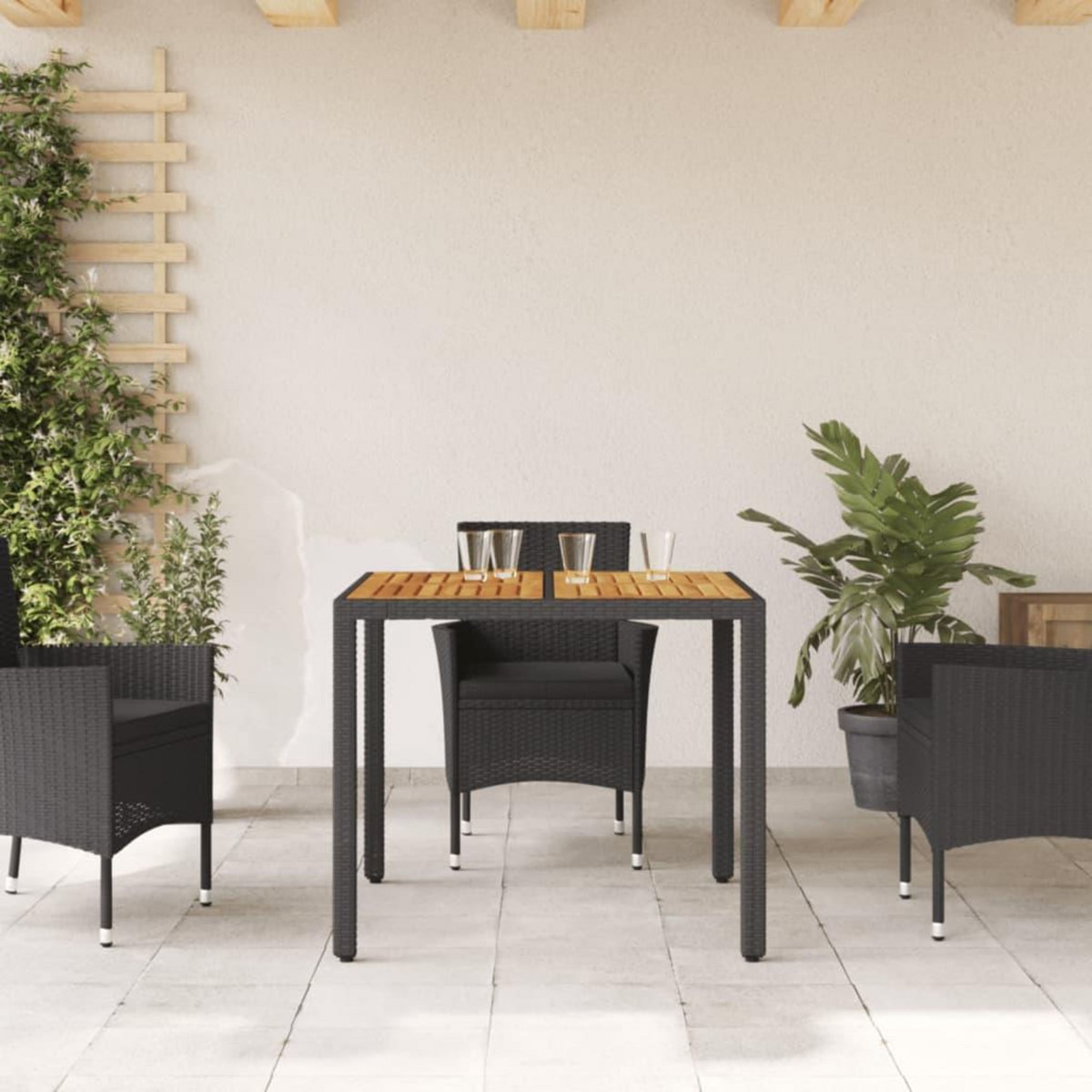 VIDAXL Table de jardin et dessus en bois d'acacia noir resine tressee