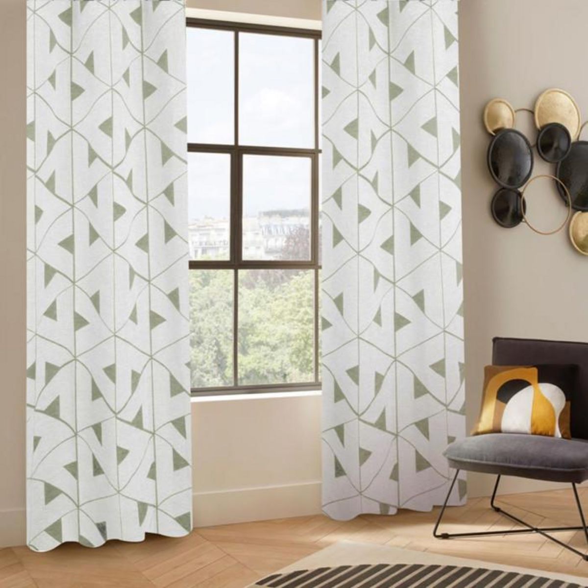 ATMOSPHERA Rideau Jacquard à Œillets  Maloe  140x260cm Kaki