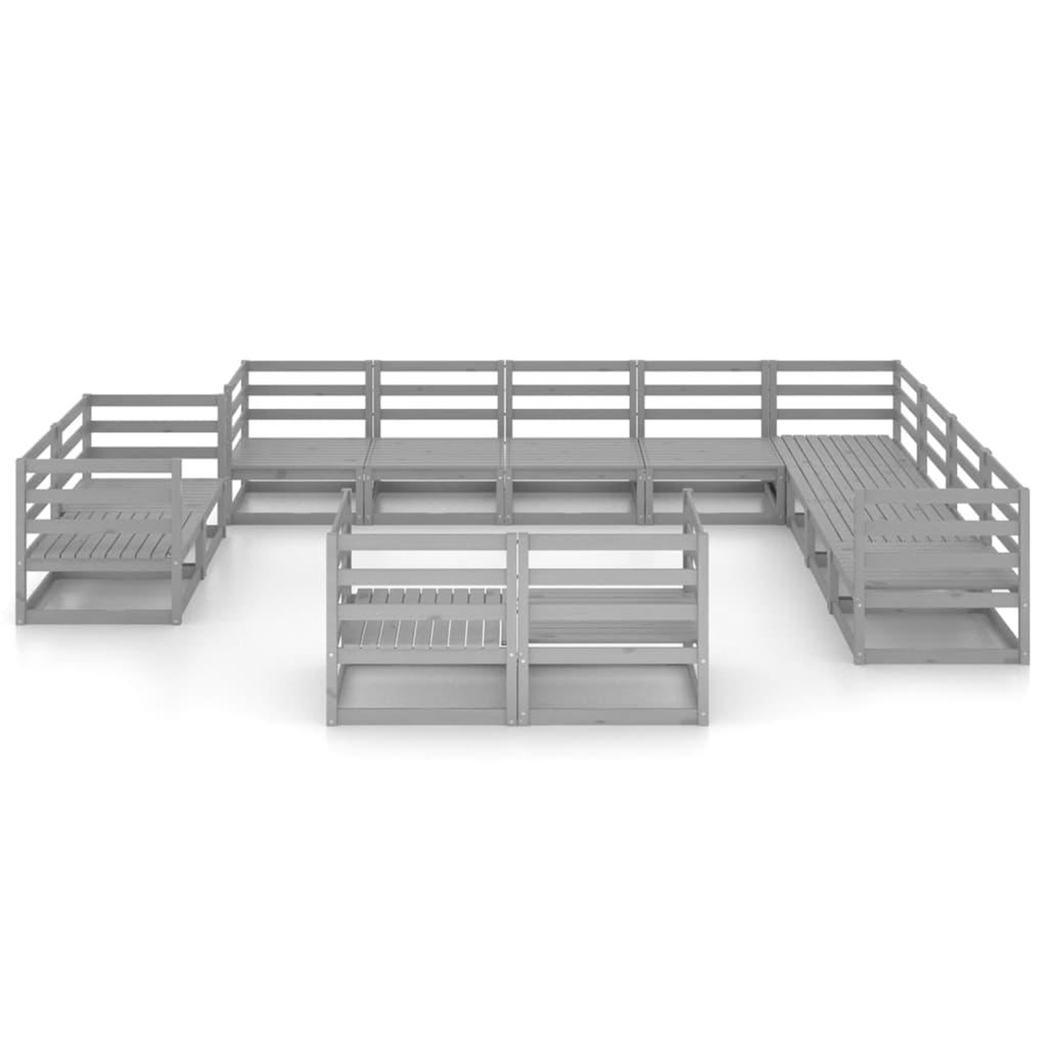 Voir la diapositive 3 : VIDAXL Salon de jardin 12 pcs gris bois de pin massif
