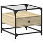 Voir la diapositive 2 : VIDAXL Table basse et dessus en verre chene sonoma 50x50x45 cm acier