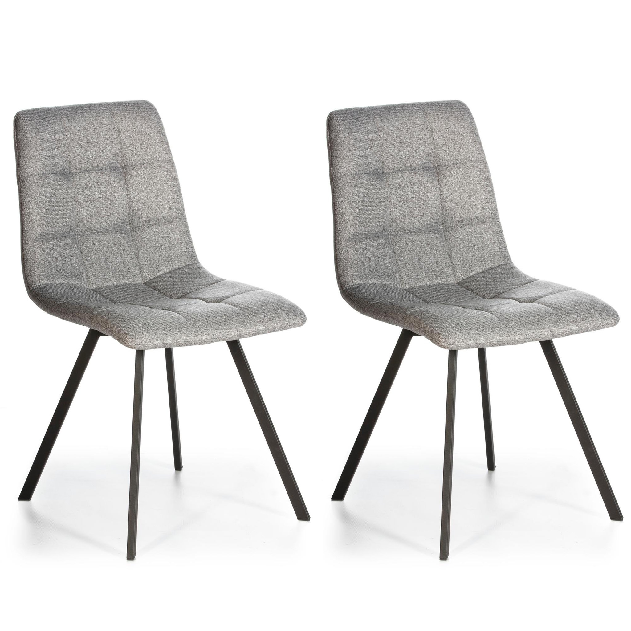VS VENTA-STOCK Set de 2 chaises Salle à Manger Mila Tapissées Grises Claires, 58 cm x 45 cm x 90 cm