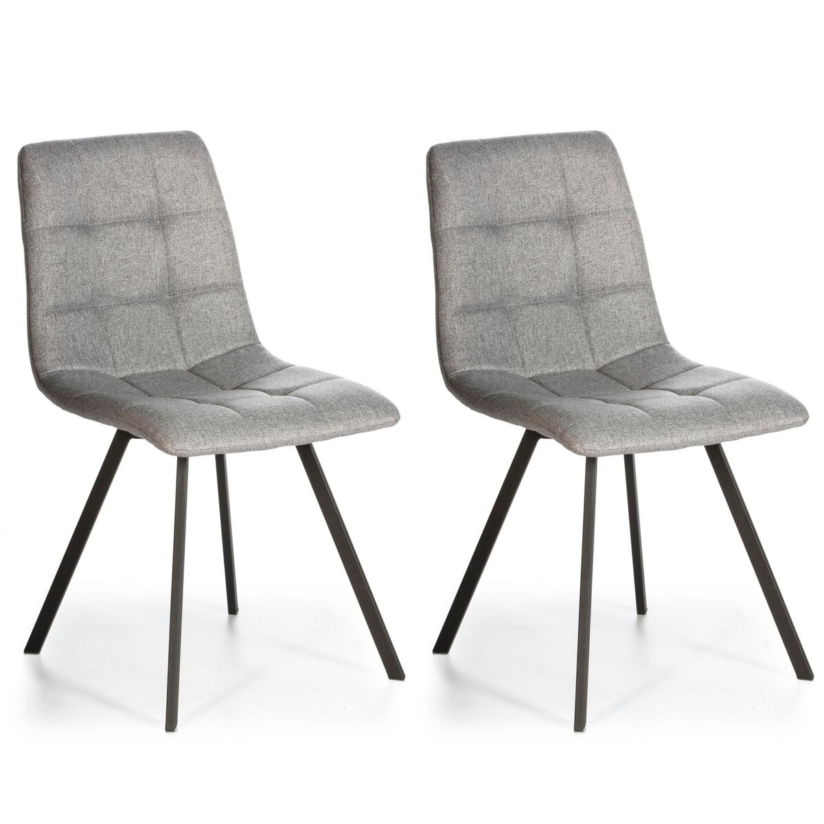 VS VENTA-STOCK Set de 2 chaises Salle à Manger Mila Tapissées Grises Claires, 58 cm x 45 cm x 90 cm