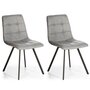 Voir la diapositive 1 : VS VENTA-STOCK Set de 2 chaises Salle à Manger Mila Tapissées Grises Claires, 58 cm x 45 cm x 90 cm
