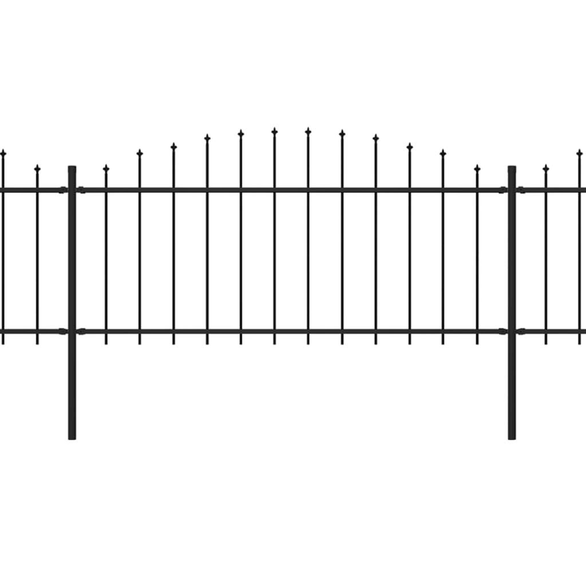 Voir la diapositive 2 : VIDAXL Cloture de jardin a dessus en lance Acier (0,5-0,75)x6,8 m Noir
