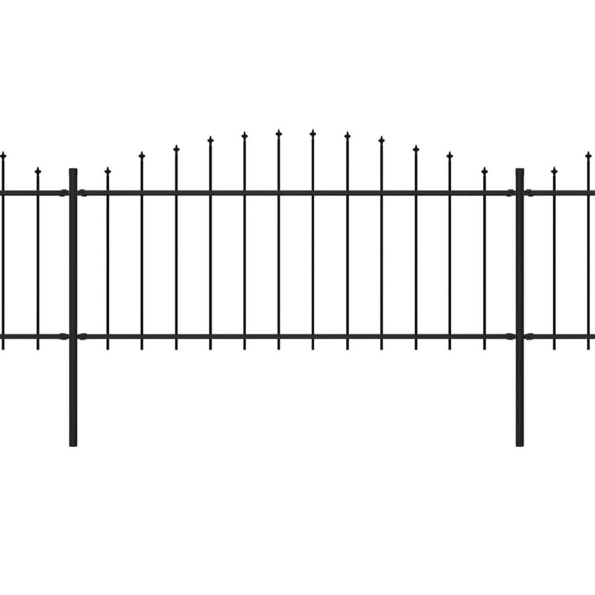 VIDAXL Cloture de jardin a dessus en lance Acier (0,5-0,75)x6,8 m Noir