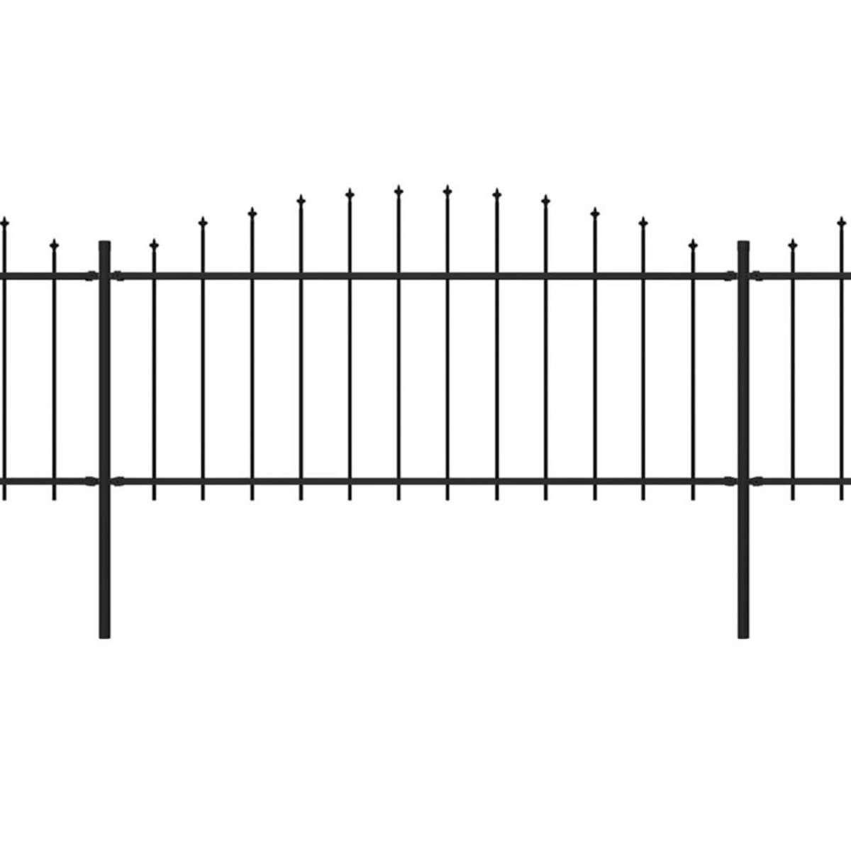 VIDAXL Cloture de jardin a dessus en lance Acier (0,5-0,75)x6,8 m Noir
