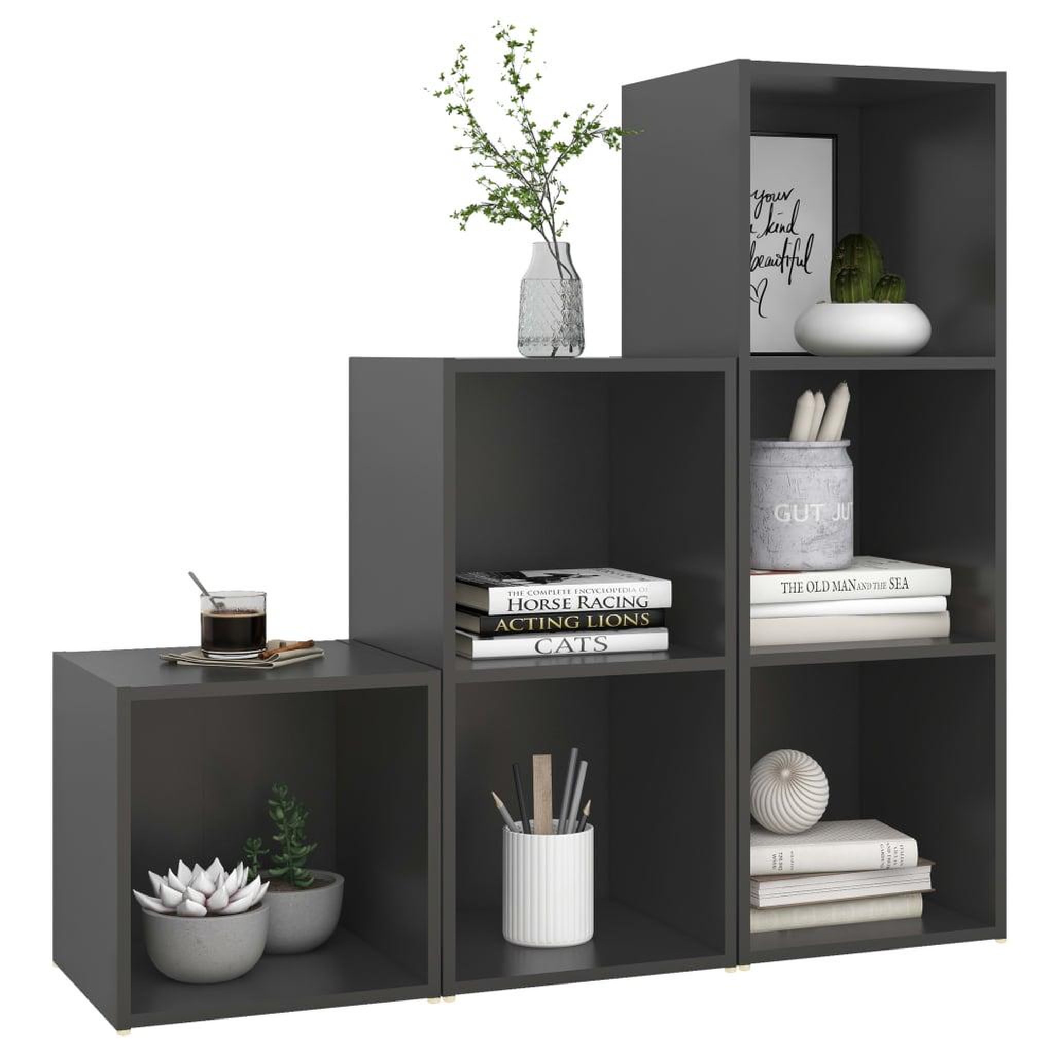 Voir la diapositive 3 : VIDAXL Ensemble de meubles TV 3 pcs Gris Bois d'ingenierie