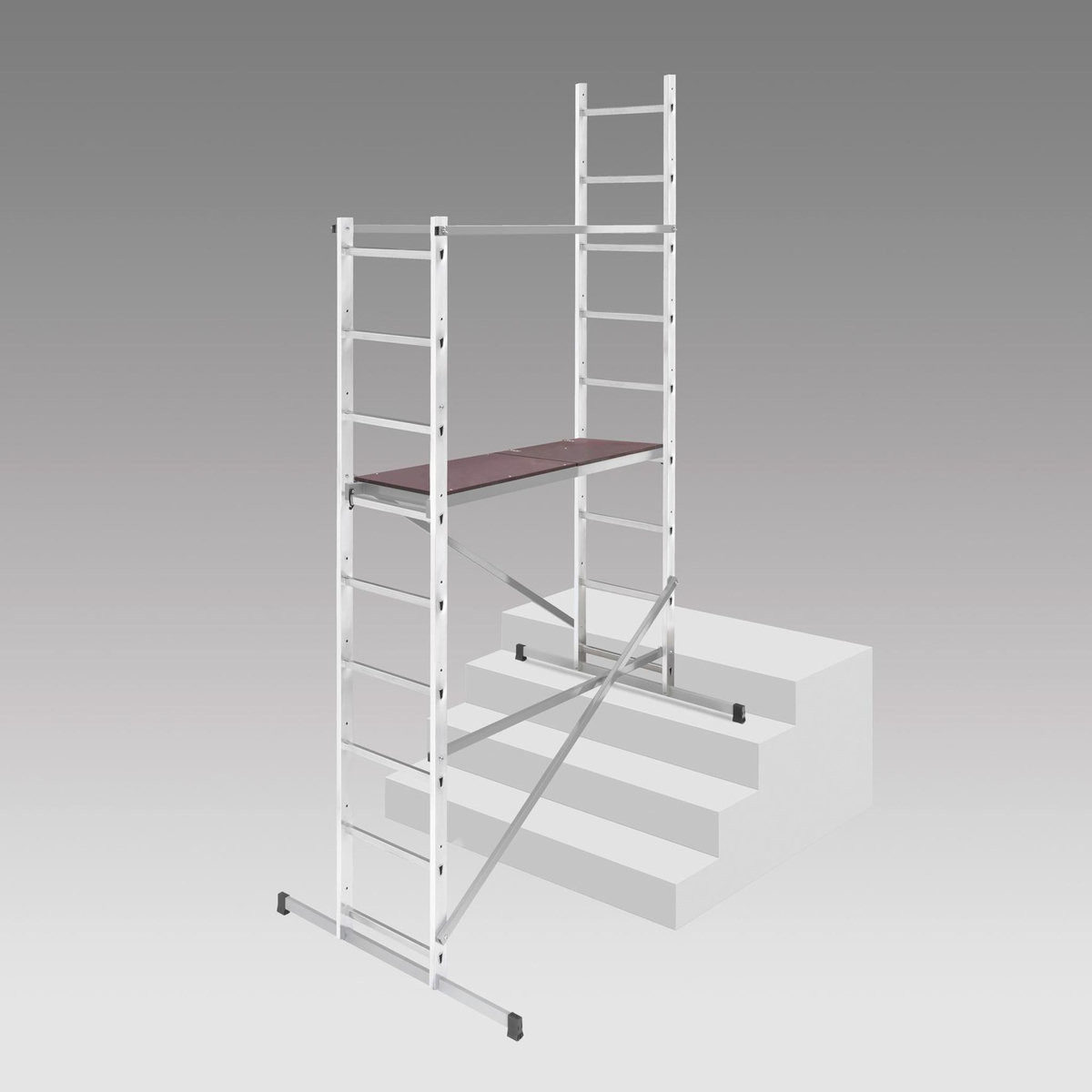 HAILO Echafaudage roulant d'escalier 4m en aluminium - HOBBYSTEP H4