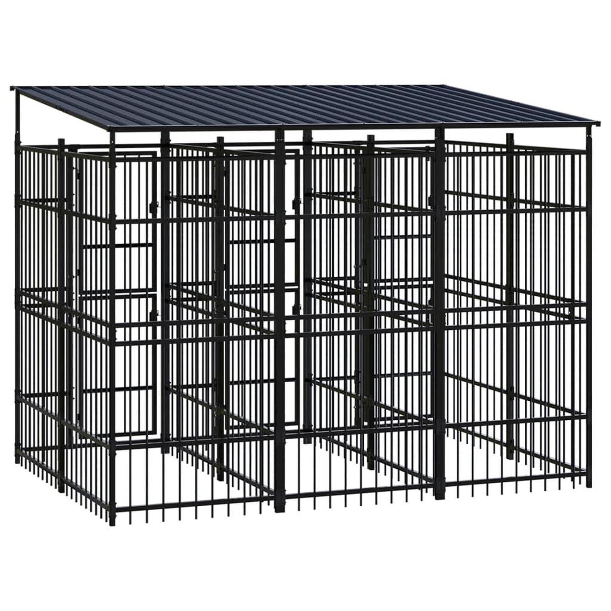 Voir la diapositive 4 : VIDAXL Chenil d'exterieur avec toit pour chiens Acier 5,53 m²