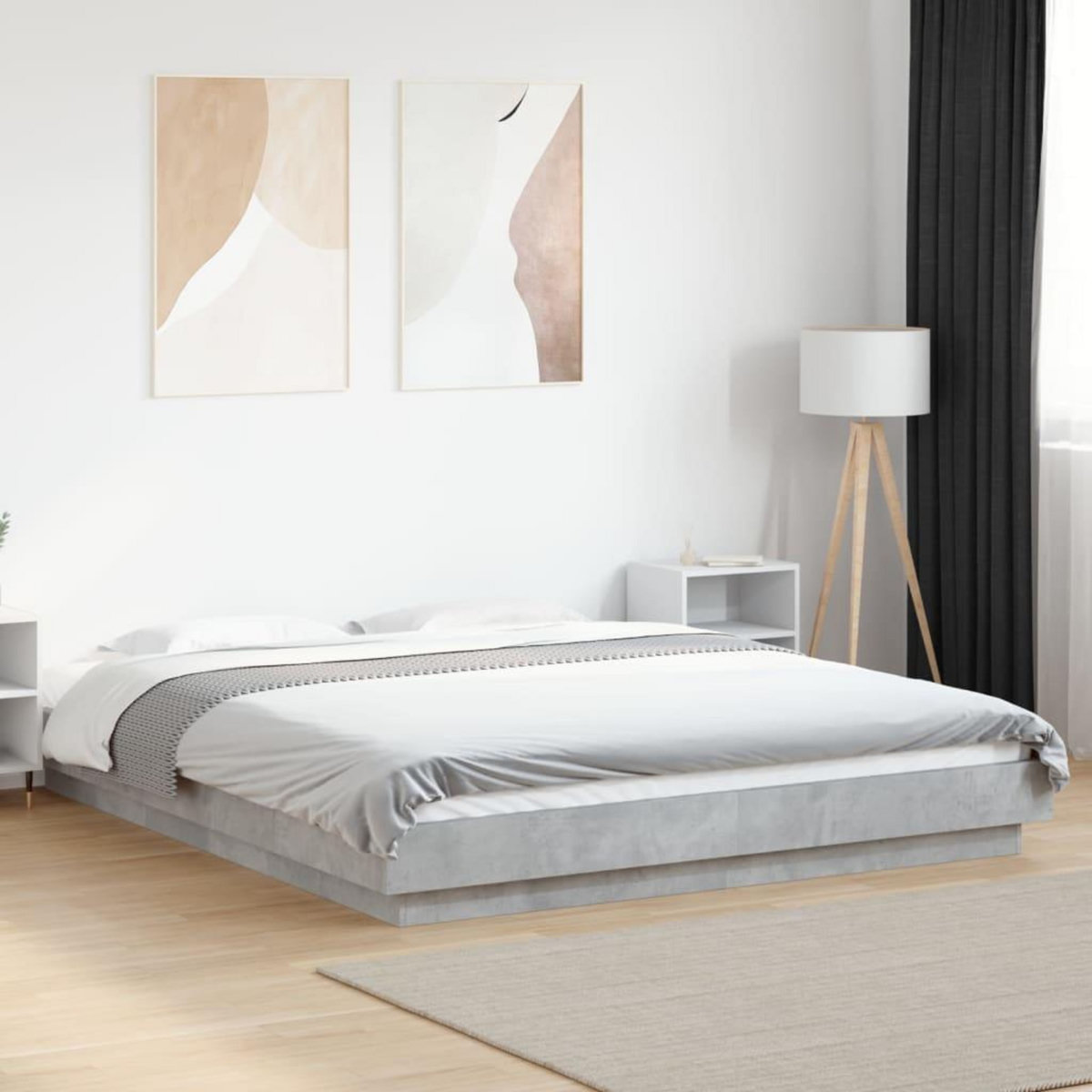 VIDAXL Cadre de lit sans matelas gris beton 150x200 cm