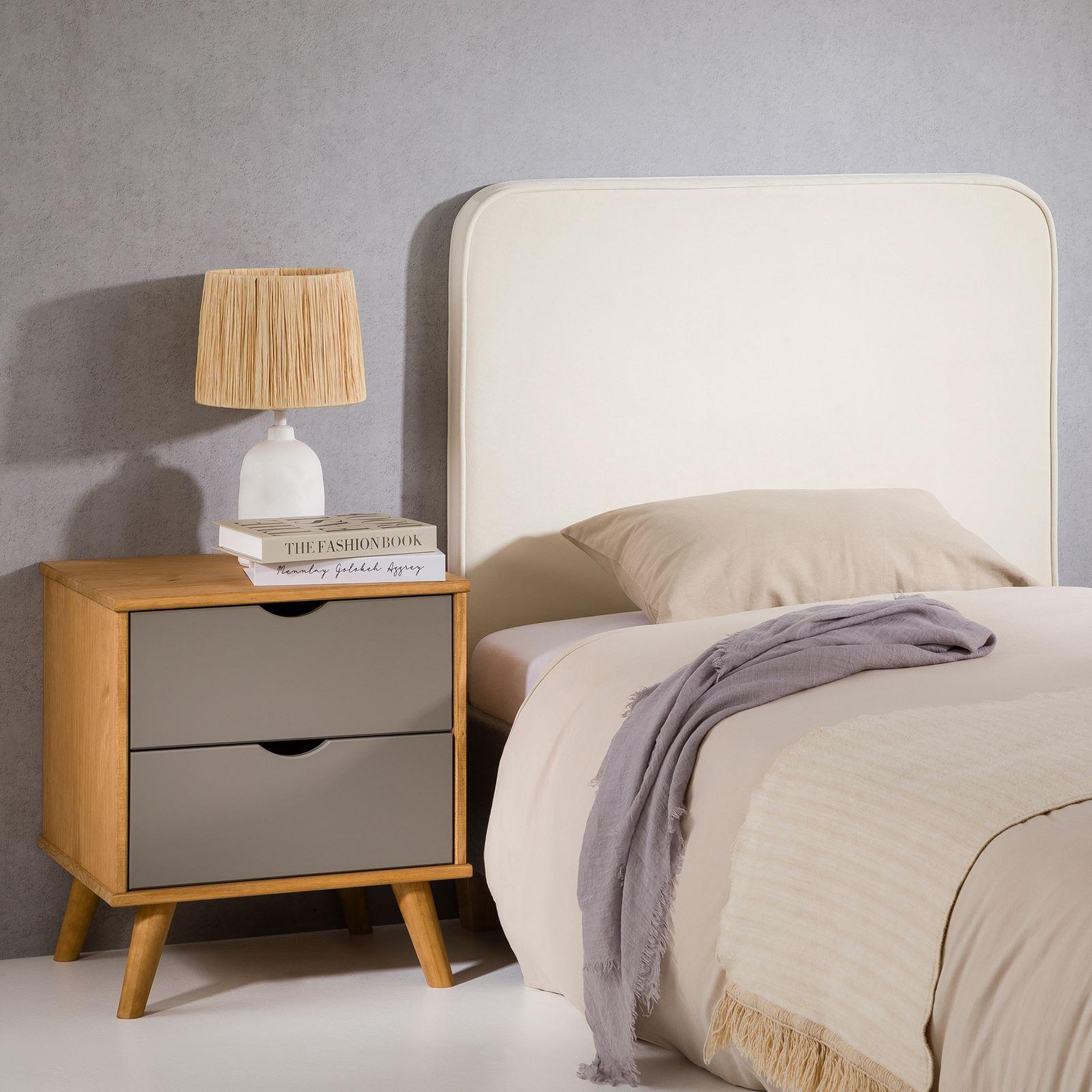 Voir la diapositive 4 : IDIMEX Tête de lit lunar 90 avec fixation murale, en tissu