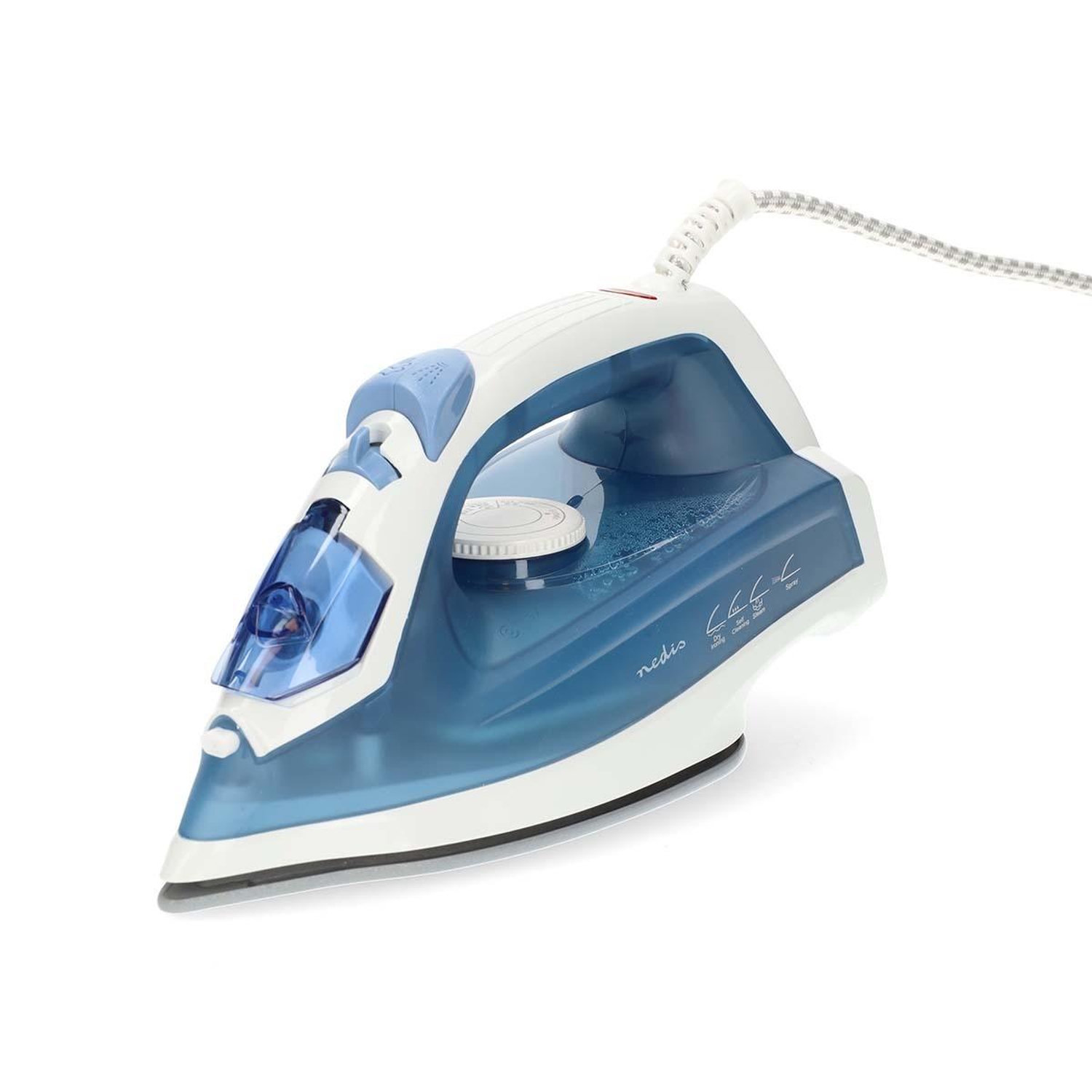 Fer à repasser Vapeur 2000W Semelle céramique Réservoir 200ml Repassage Vêtements Vapeur verticale Bleu & Blanc Nedis
