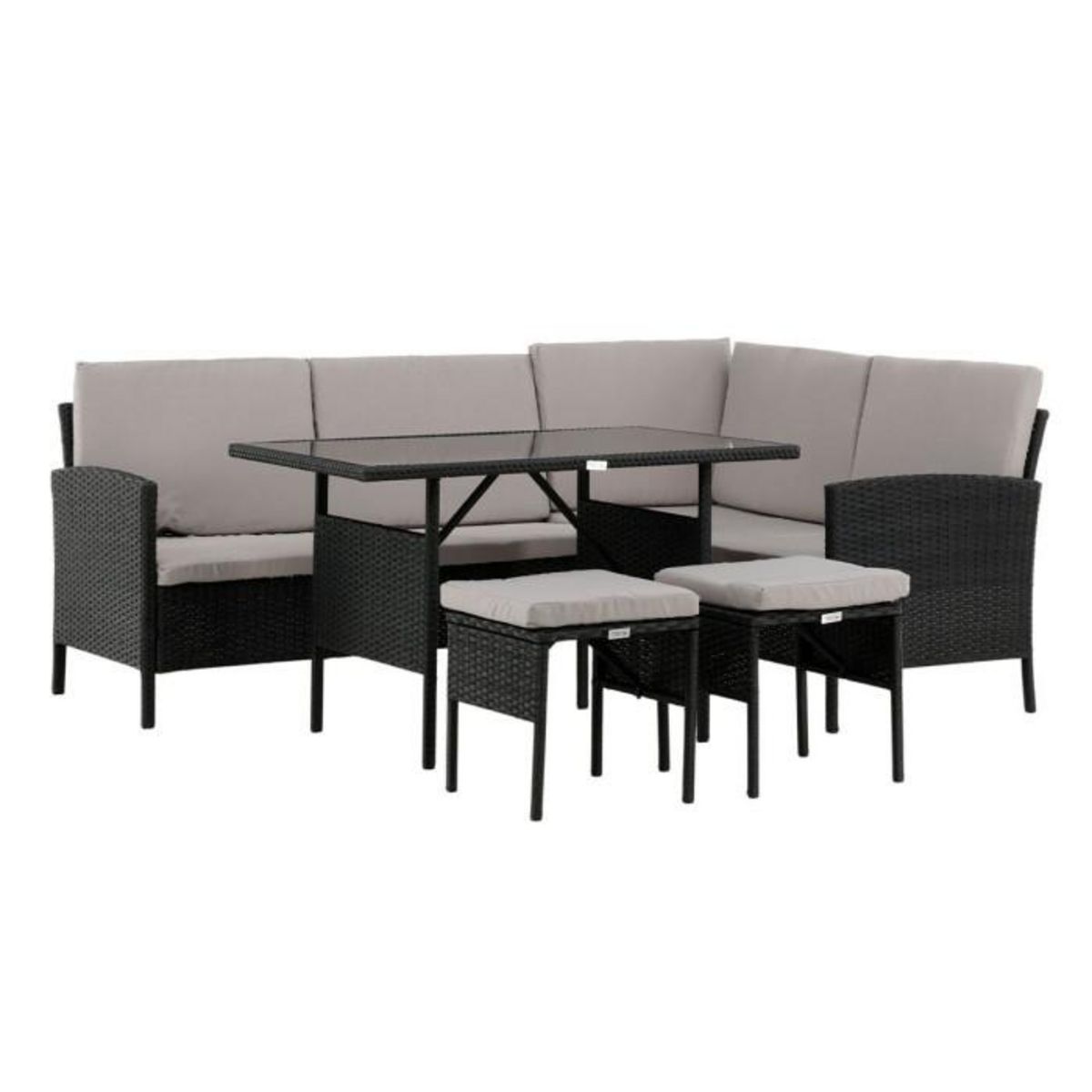 Paris Prix Salon d'Angle de Jardin  Knock  145cm Noir & Gris