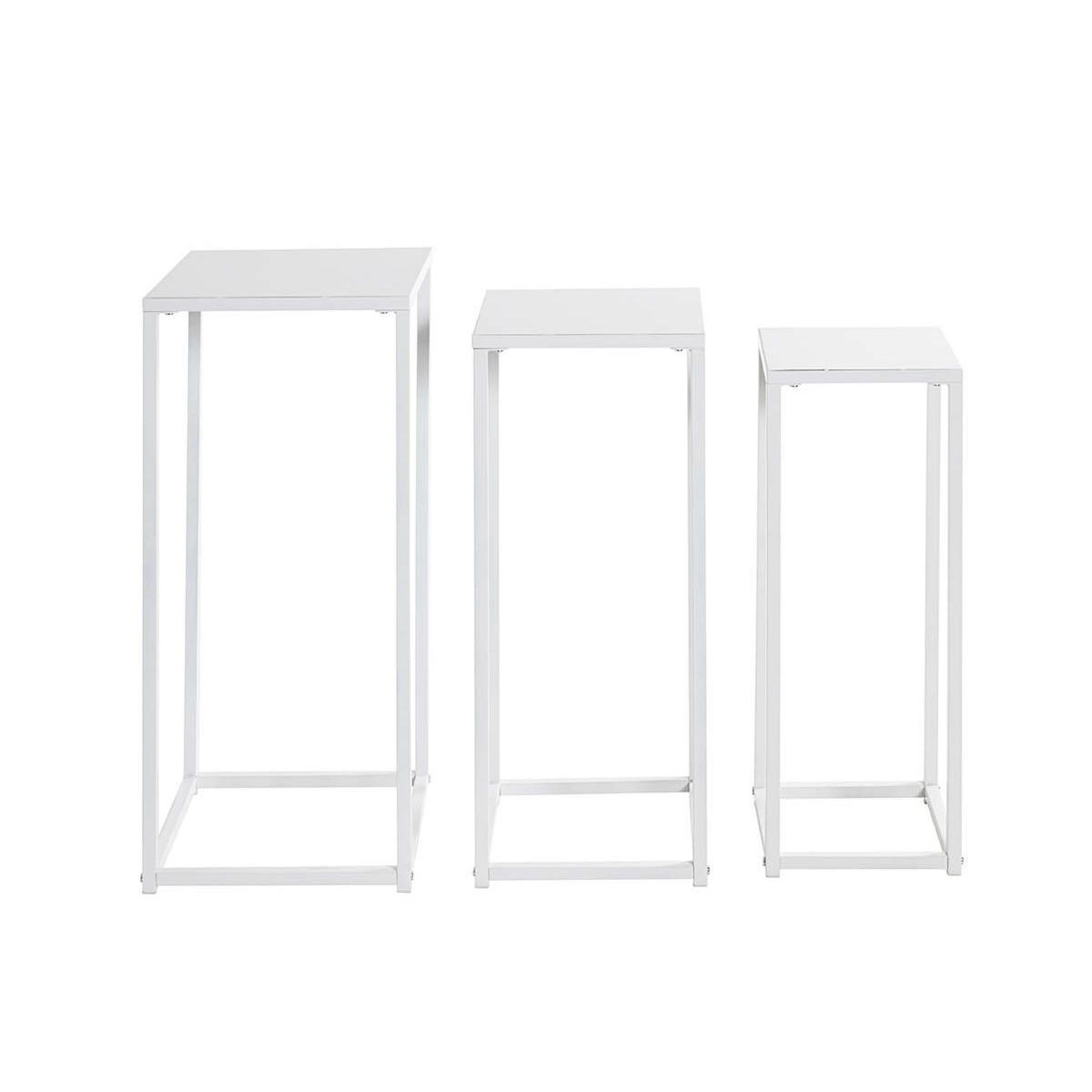 Voir la diapositive 2 : Paris Prix Lot de 3 sellettes en métal  cromano  71cm blanc