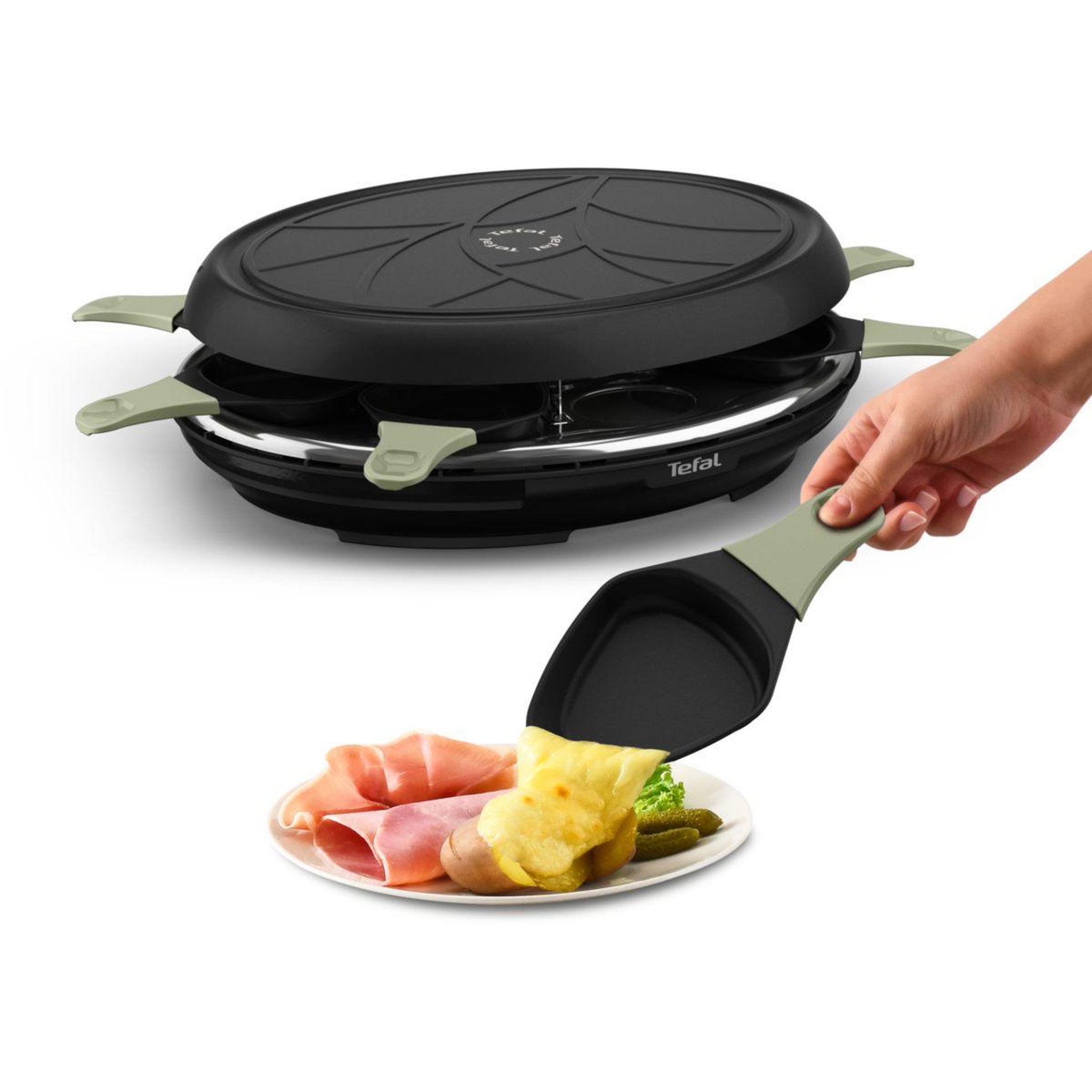 Voir la diapositive 3 : TEFAL Raclette RE31E810 eco 8 coupelles noir