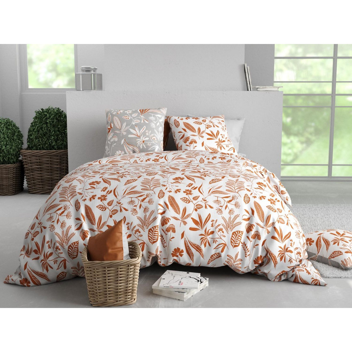 ATELIER DU COTON Parure housse de couette 100% coton 57fils kaylie