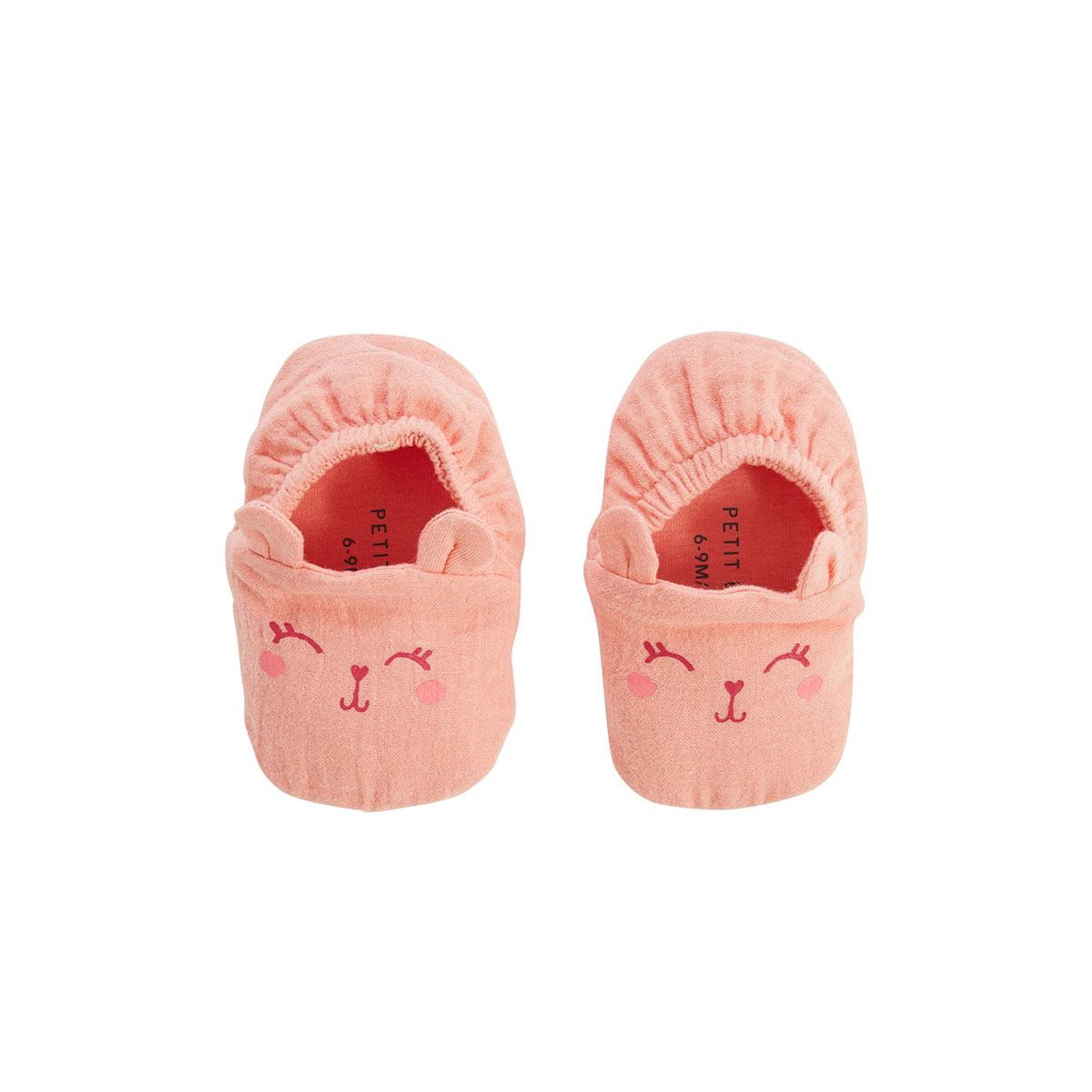 Voir la diapositive 1 : Petit Béguin Chaussons bébé en gaze de coton santa giulia