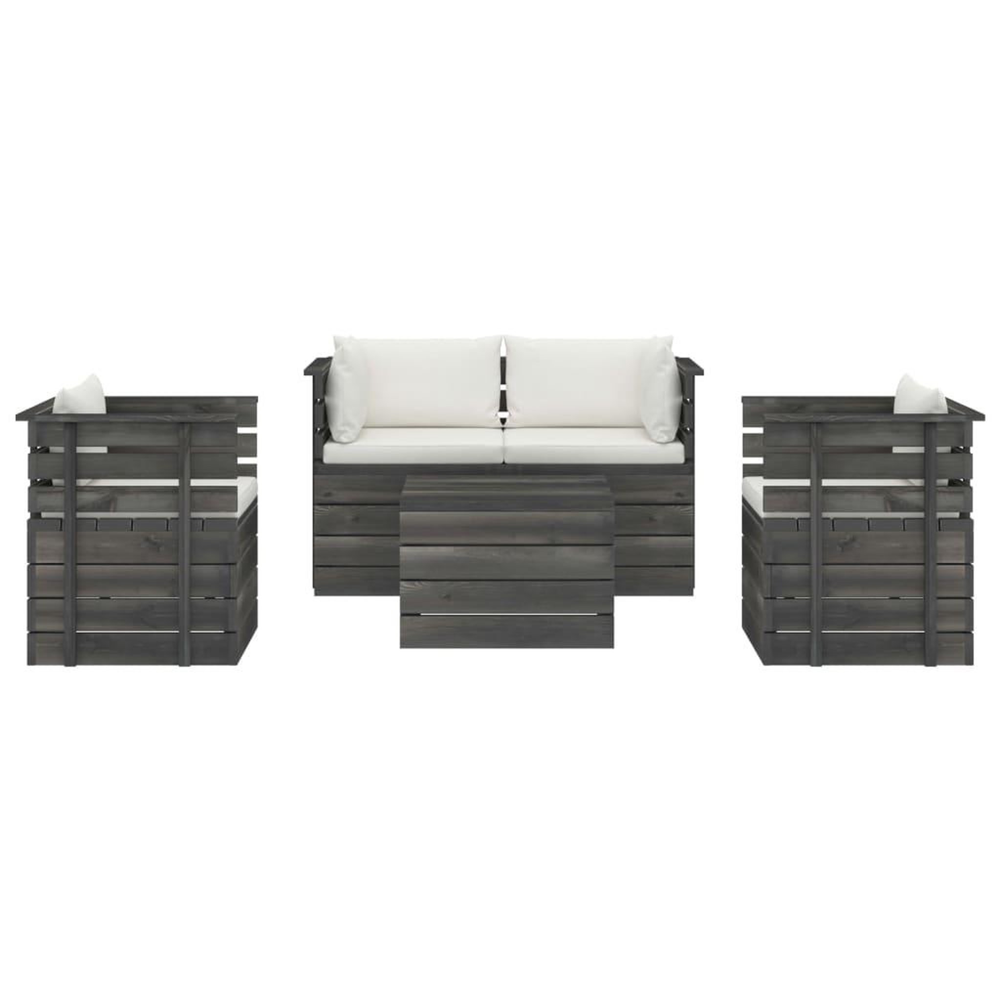 Voir la diapositive 3 : VIDAXL Salon palette de jardin 5 pcs avec coussins Bois de pin massif
