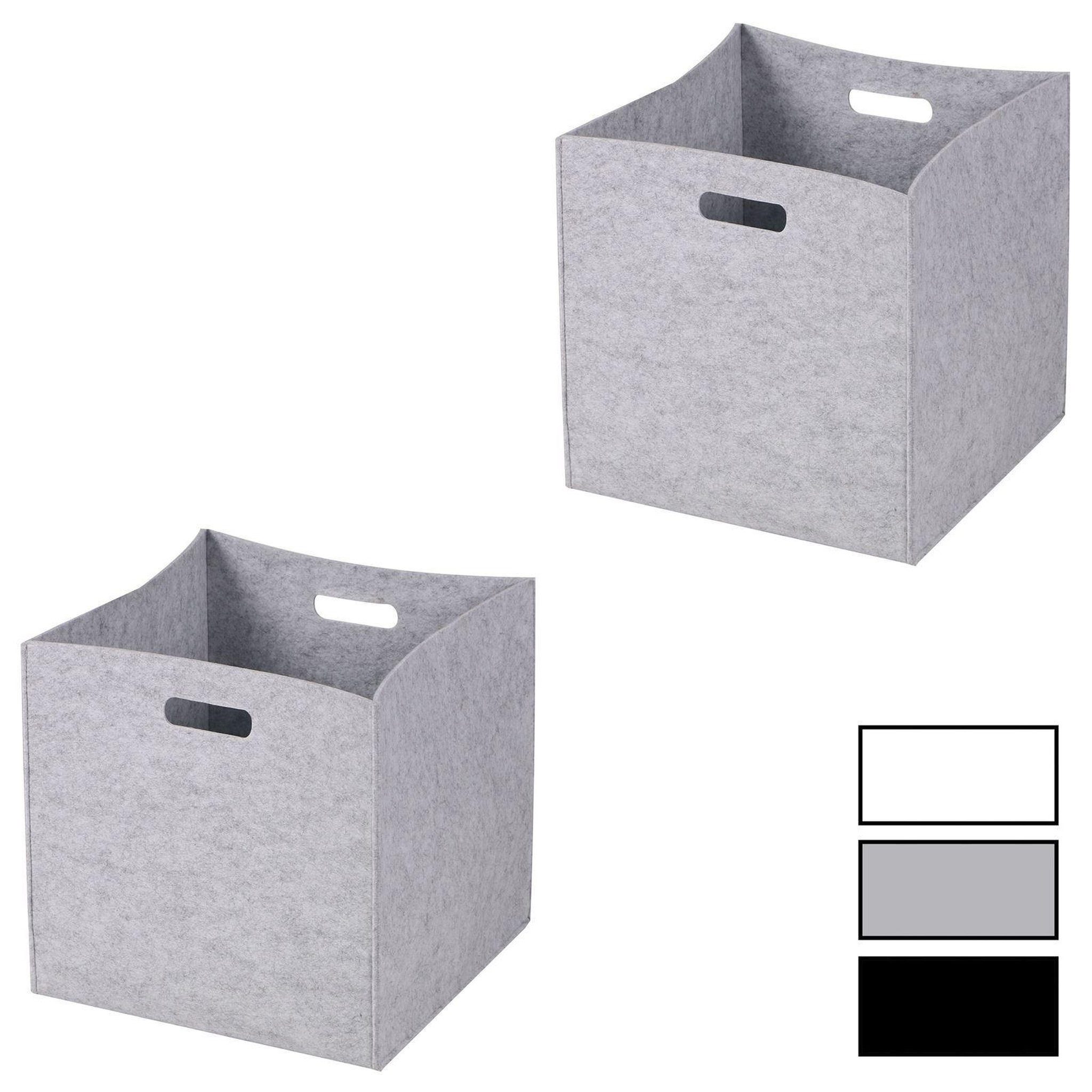 IDIMEX Lot de 2 boîtes de rangement felt, en feutrine. Coloris disponibles : Blanc, Noir, Gris