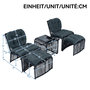 Voir la diapositive 3 : MERAX Salon de jardin 2 places avec table, fauteuils et tabourets, noir gris