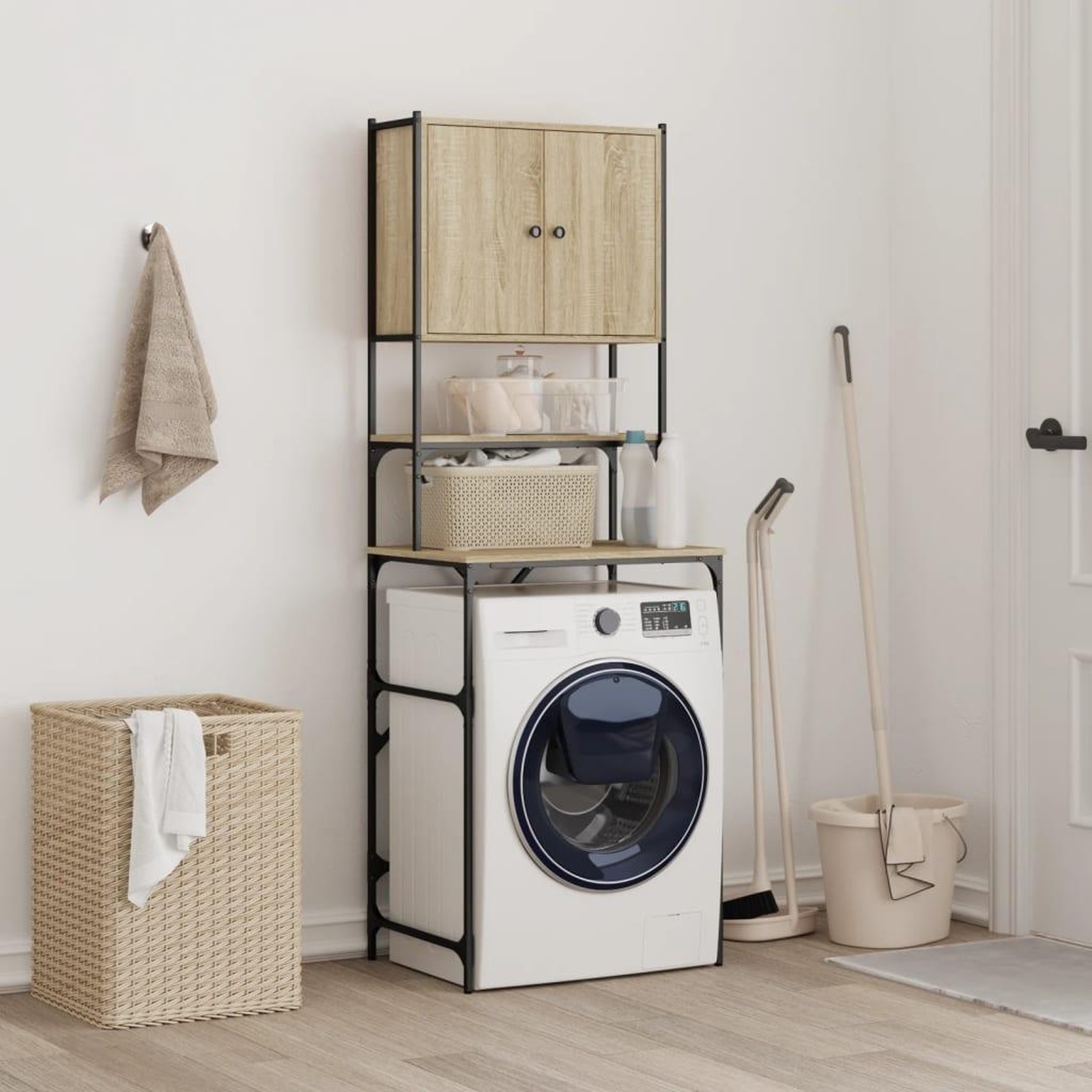 Voir la diapositive 3 : VIDAXL Armoire de machine a laver chene sonoma 68x48,5x194 cm