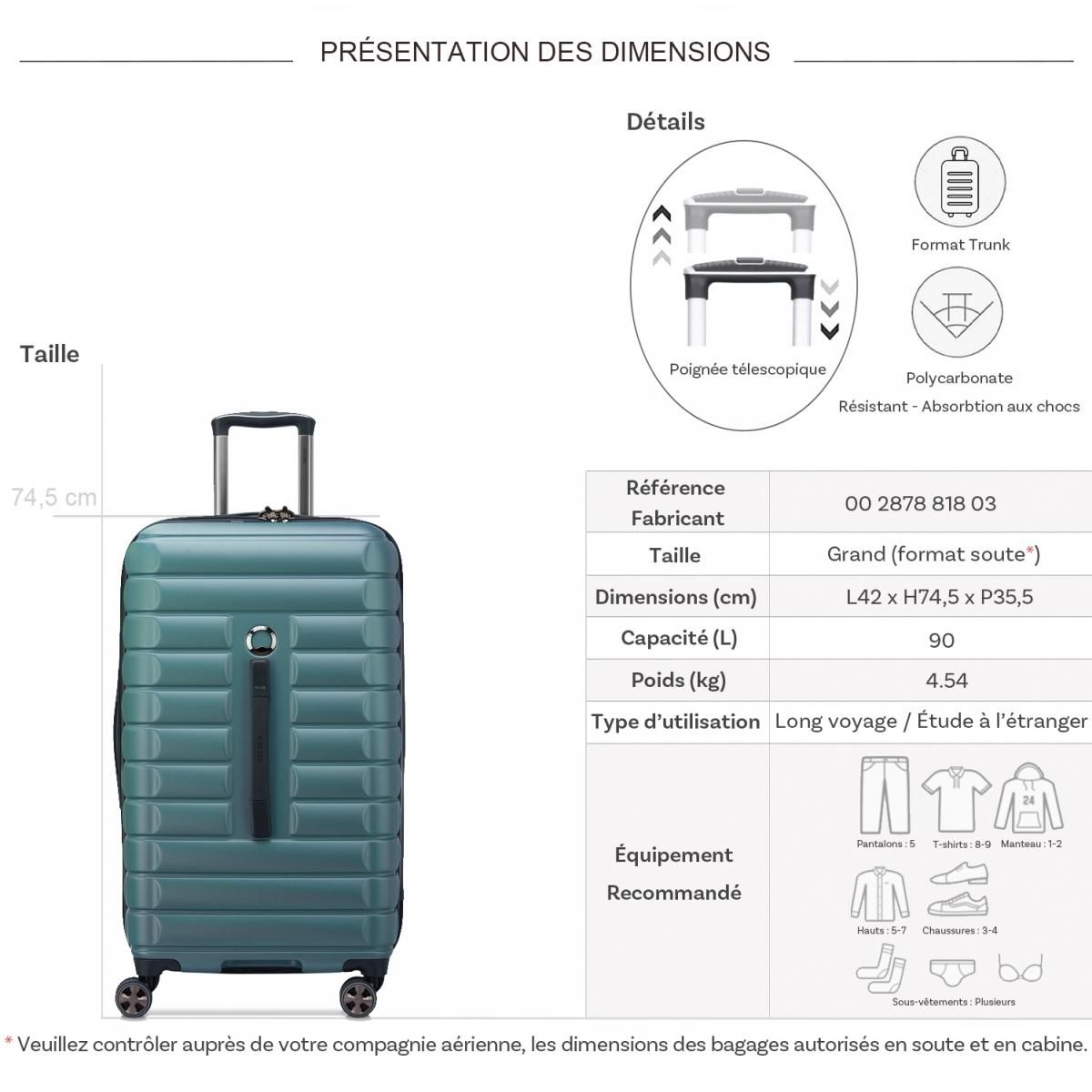Delsey Grande valise rigide Trunk Shadow 5.0 TSA polycarbonate 74.5cm