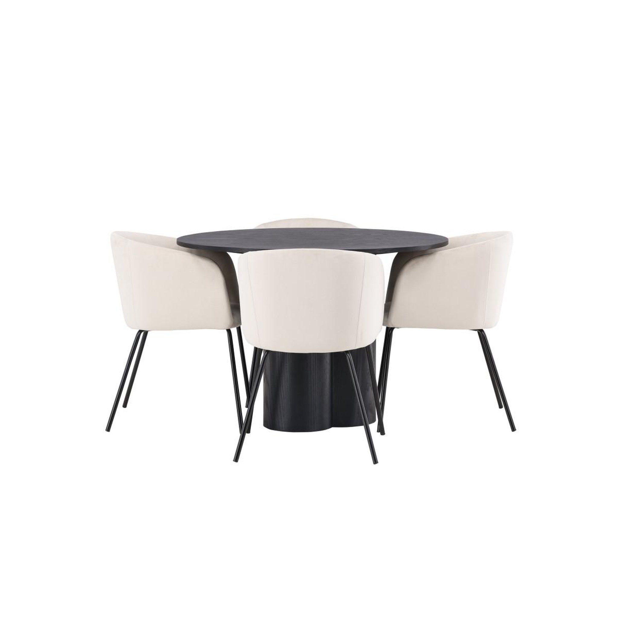 Voir la diapositive 2 : Paris Prix Ensemble table à manger & 4 chaises  olivia & berit  110cm noir & beige