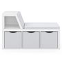 Voir la diapositive 3 : ID MARKET Bibliothèque banc OSCAR 4 cases avec coussins gris et bacs tissus 102 cm blanc