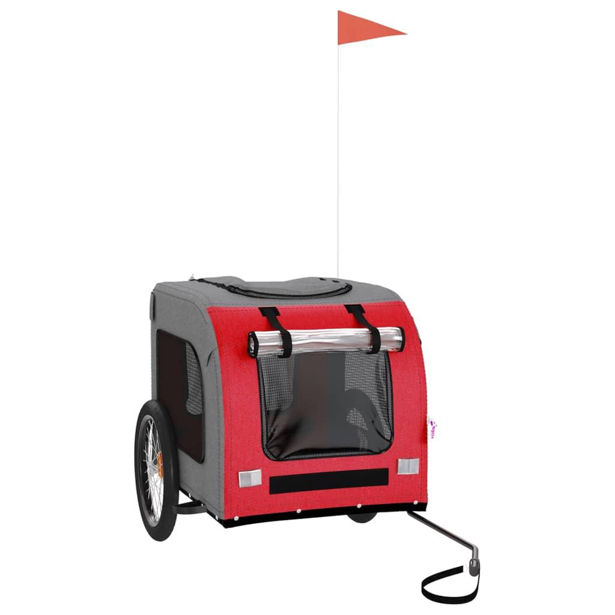 Voir la diapositive 2 : VIDAXL Remorque de velo pour animaux de compagnie rouge et gris