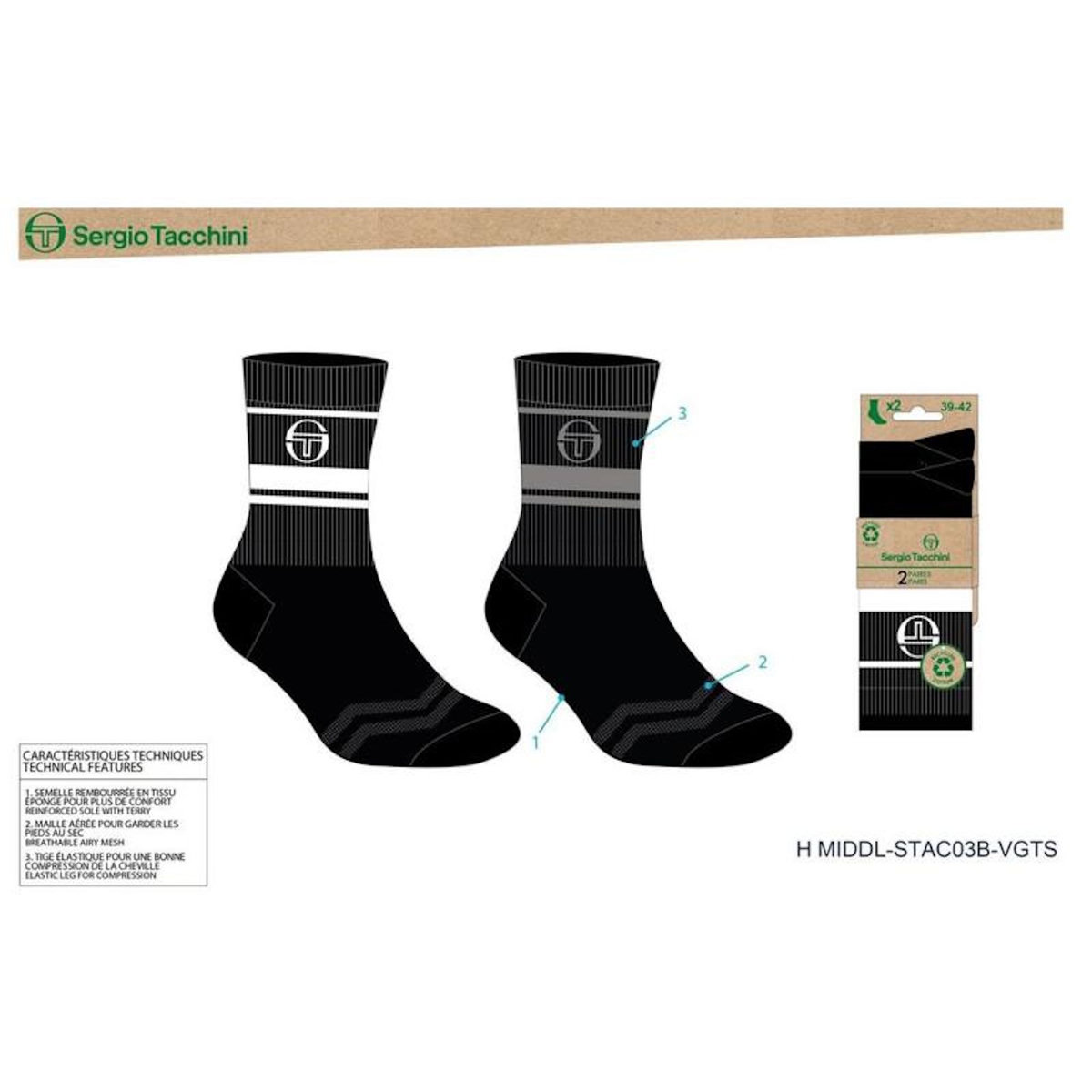 SERGIO TACCHINI Chaussettes TENNIS SERGIO TACCHINI Lot de 4 Paires