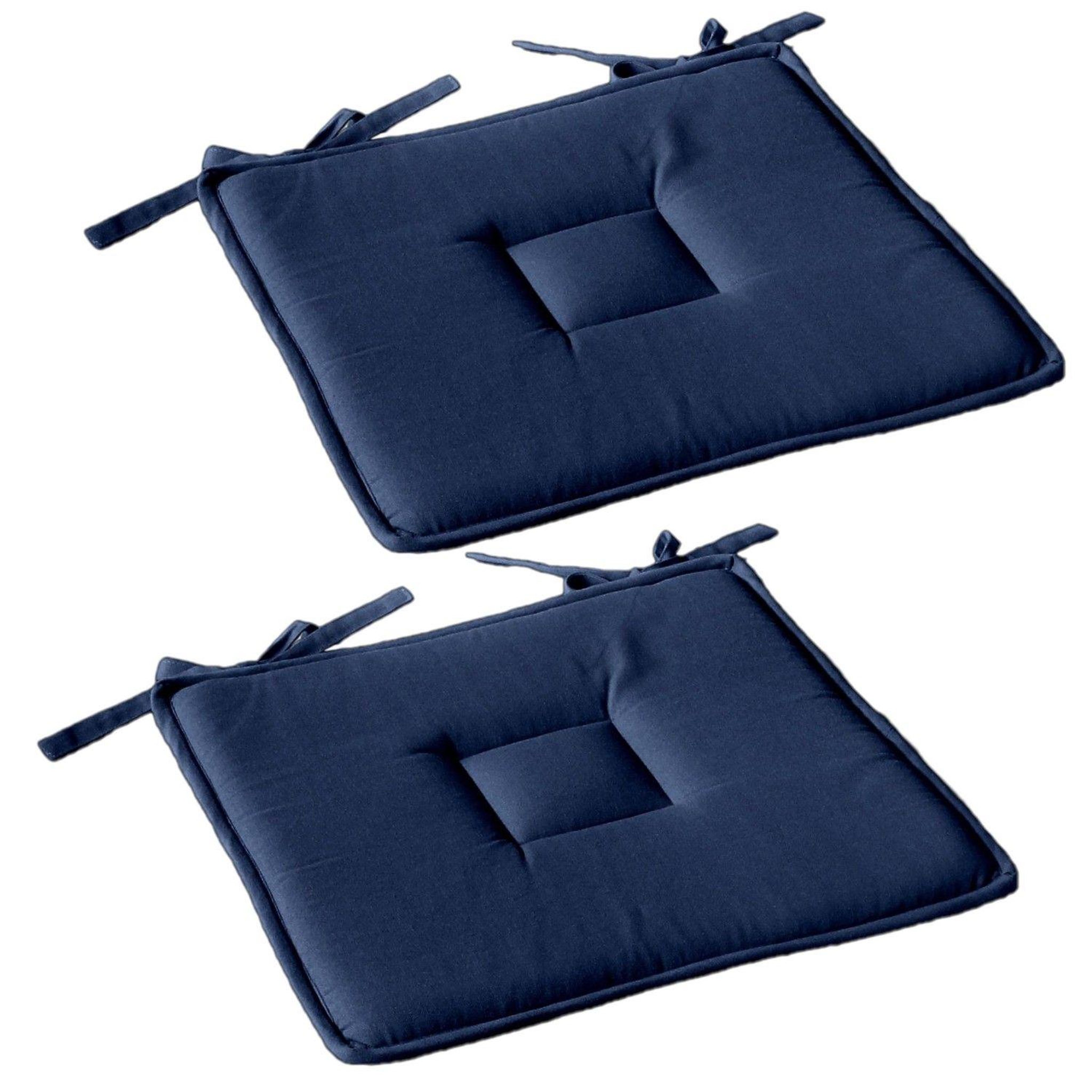 TOILINUX Lot de 2 galettes de chaise en coton PANAMA. Coloris disponibles : Vert, Rose, Noir, Blanc, Jaune, Marron, Orange, Beige, Rouge