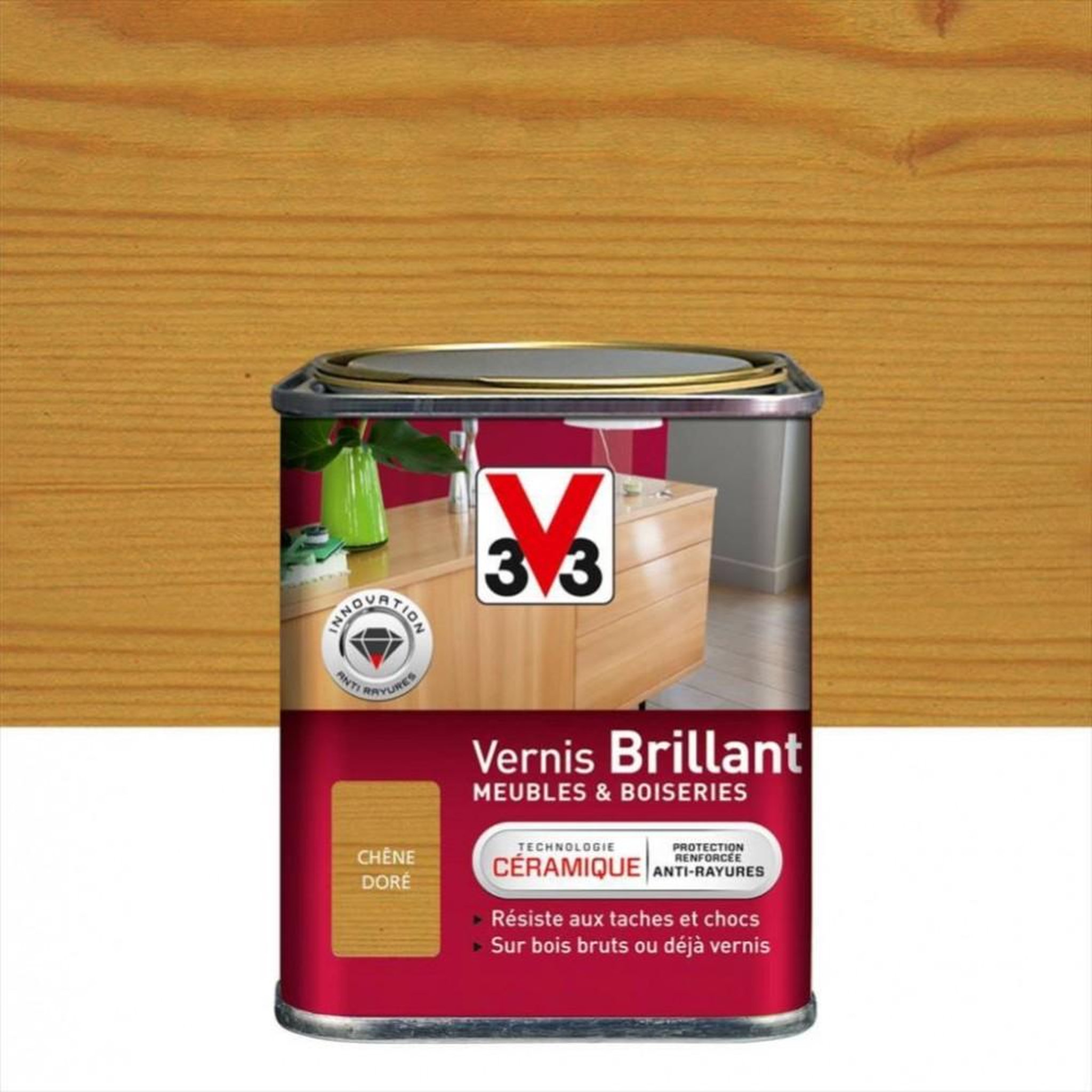 CENTRALE BRICO Vernis meuble et objet V33, chêne doré brillant, 0.25l
