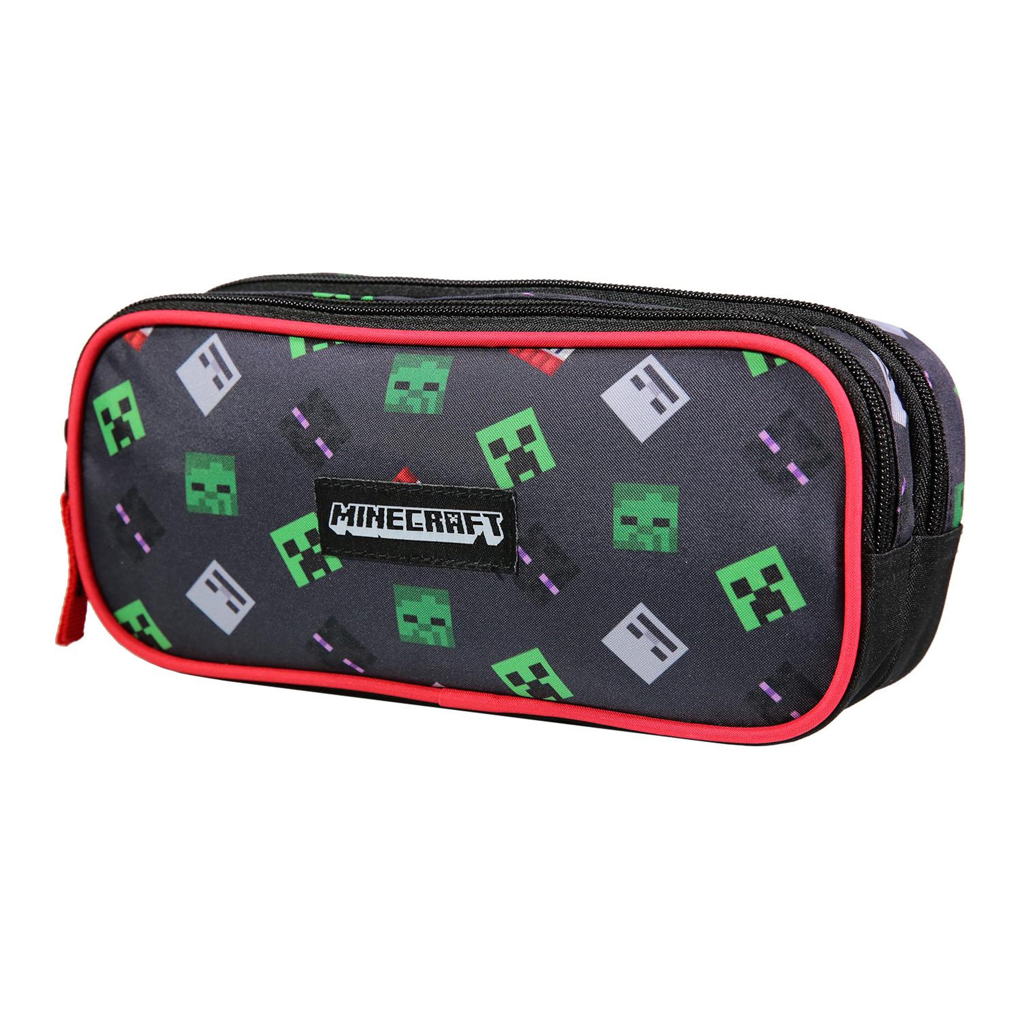Voir la diapositive 2 : Bagtrotter BAGTROTTER  Trousse scolaire 2 compartiments Minecraft Noir