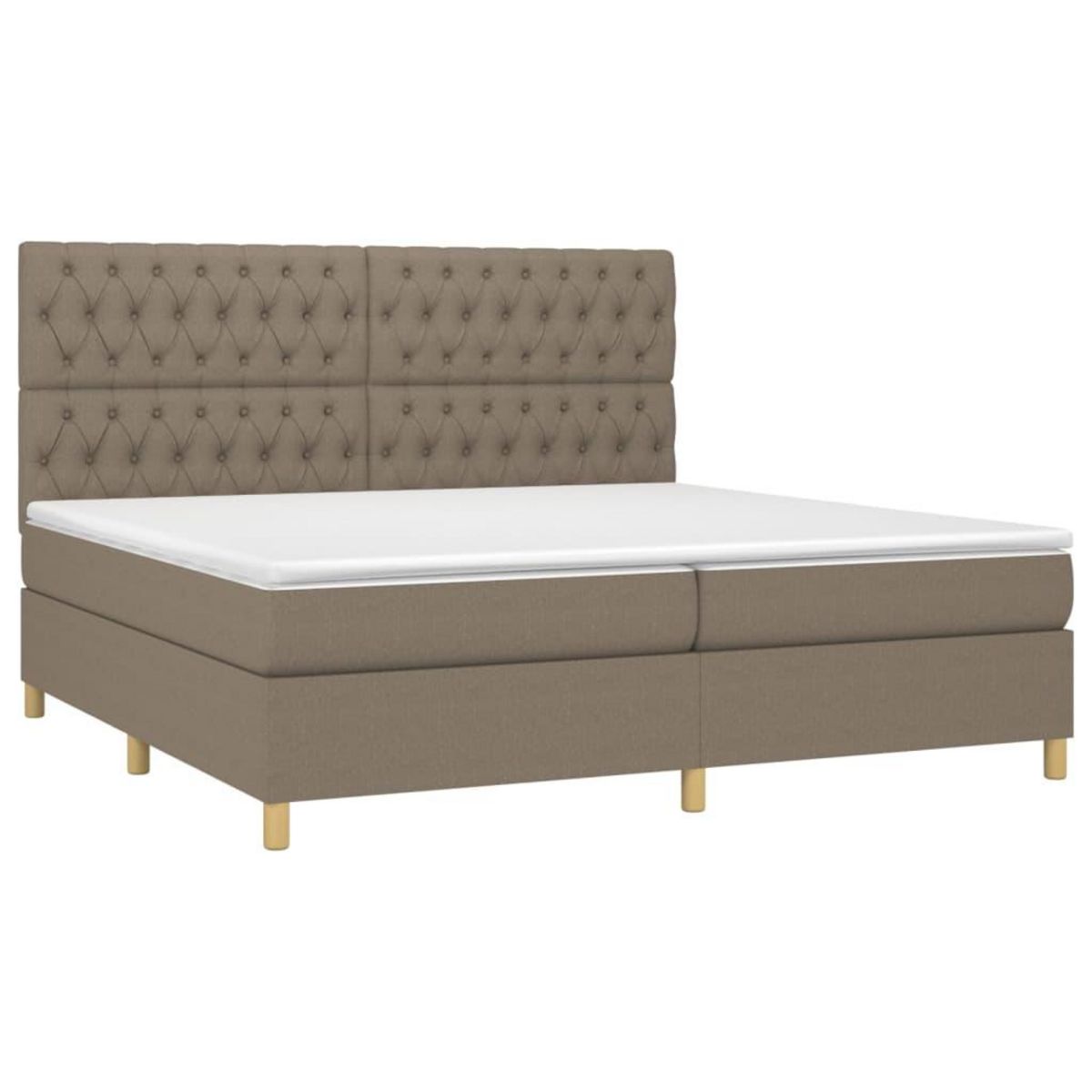 VIDAXL Sommier a lattes de lit et matelas et LED Taupe 200x200cm Tissu