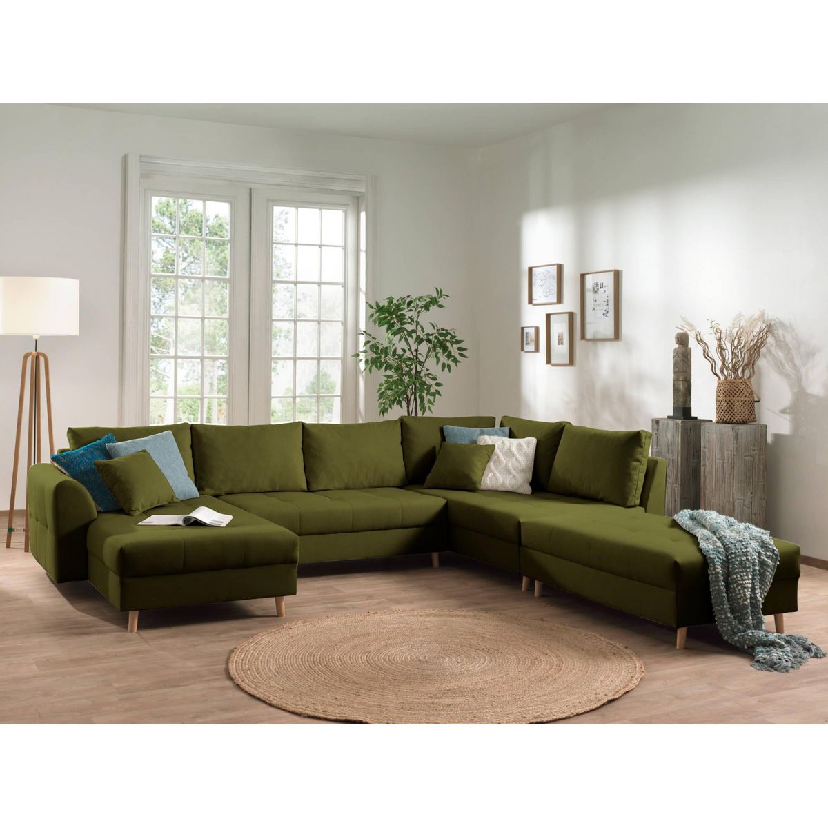 LISA DESIGN Rune - canapé panoramique - avec pouf d'appoint - 7 places - style scandinave - droit