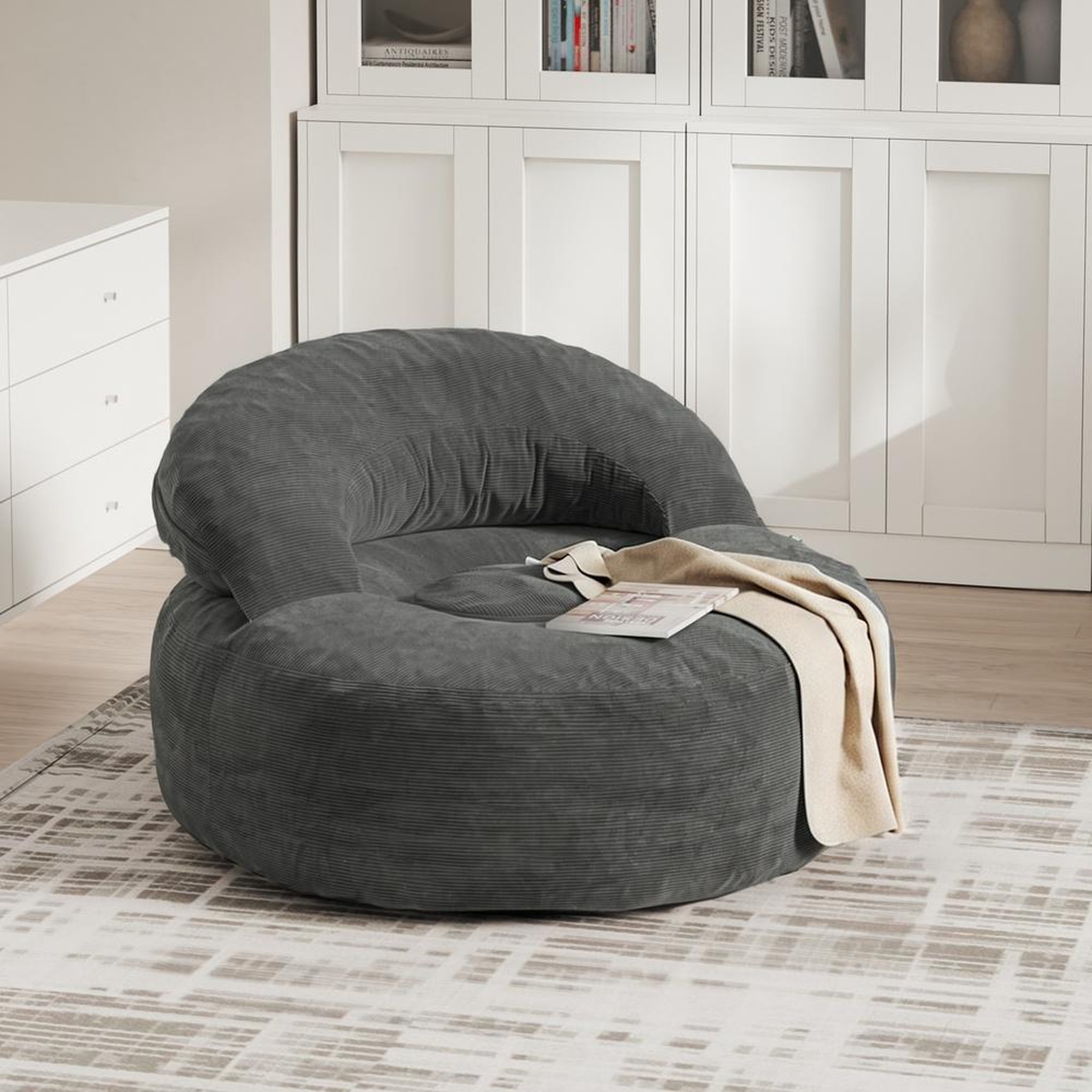 Voir la diapositive 2 : SOBUY Fauteuil relax avec repose-pieds en velours côtelé gris 110x125x65cm fst100-dg