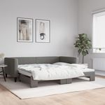 VIDAXL Lit de jour avec gigogne sans matelas gris fonce 100x200 cm