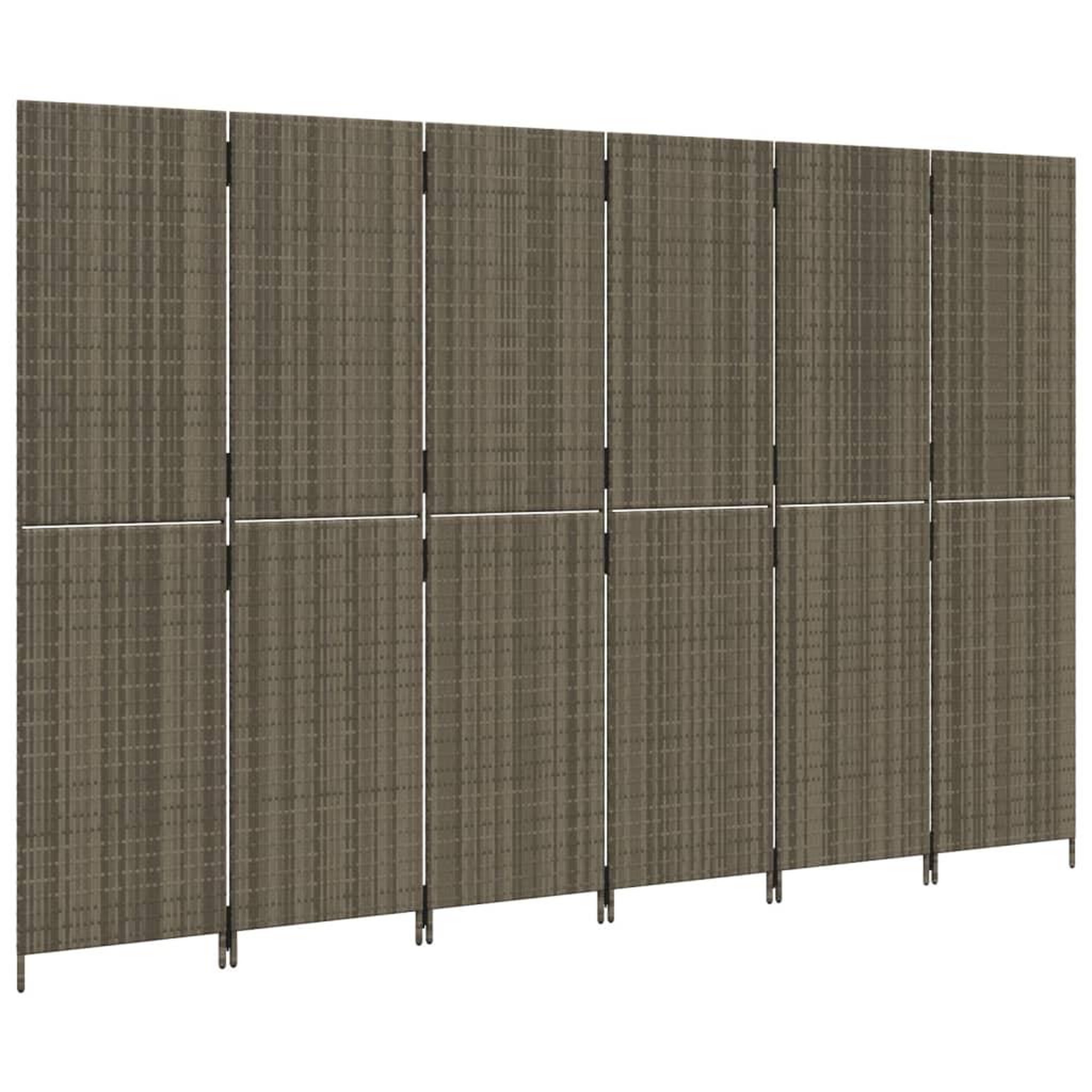 Voir la diapositive 4 : VIDAXL Cloison de separation 6 panneaux gris resine tressee