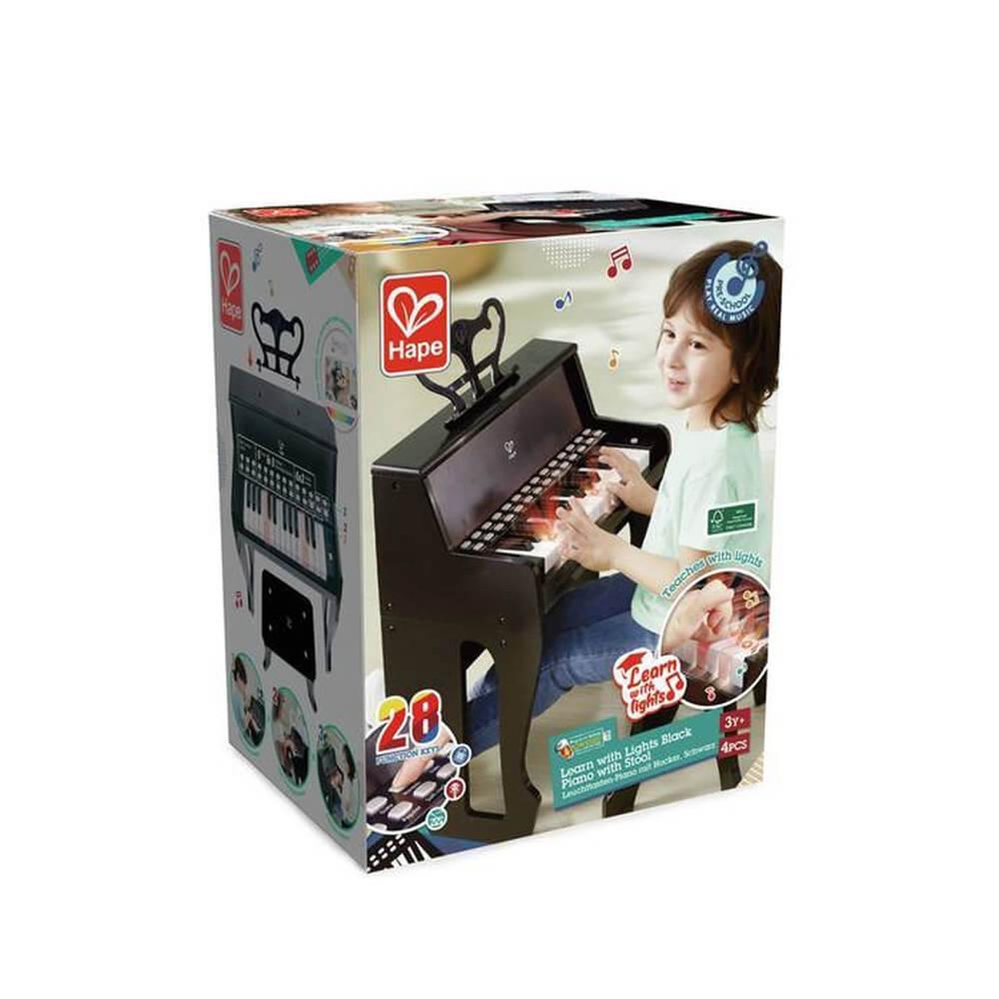Voir la diapositive 2 : Hape Grand piano droit avec apprentissage interactif noir