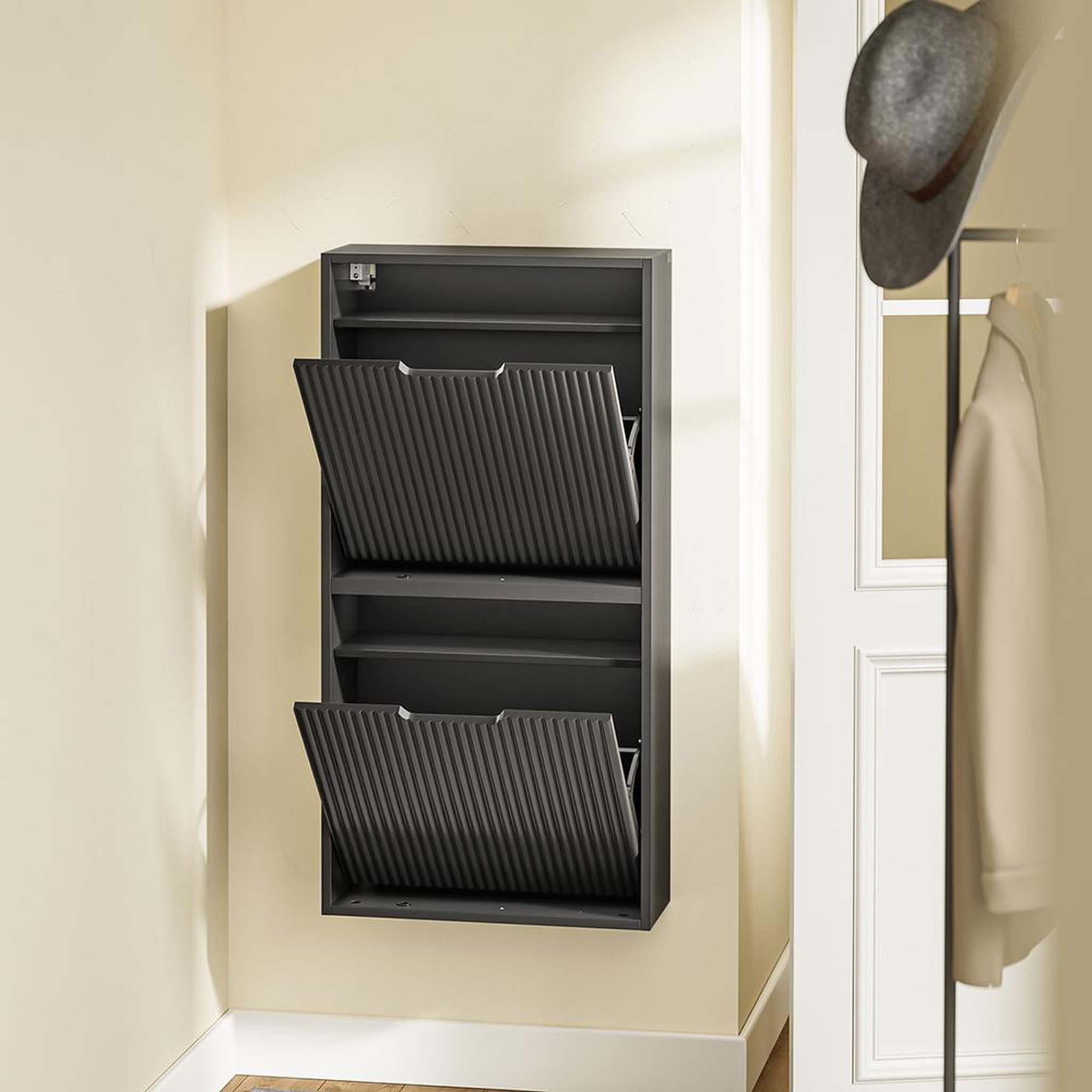 Voir la diapositive 5 : SOBUY Armoire à chaussures Noir 50x19x99 cm FSR204-SCH