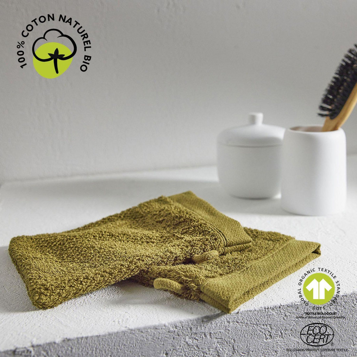 Today Lot de 2 gants de toilette - 100% coton BIO