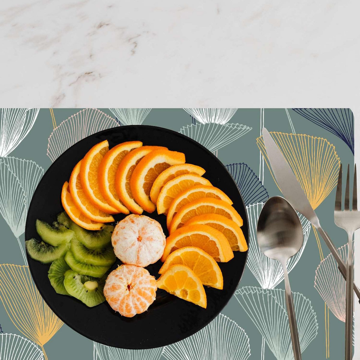 HABITABLE Lot de 6 sets de table Cottey - 28 x 43 cm - Bleu