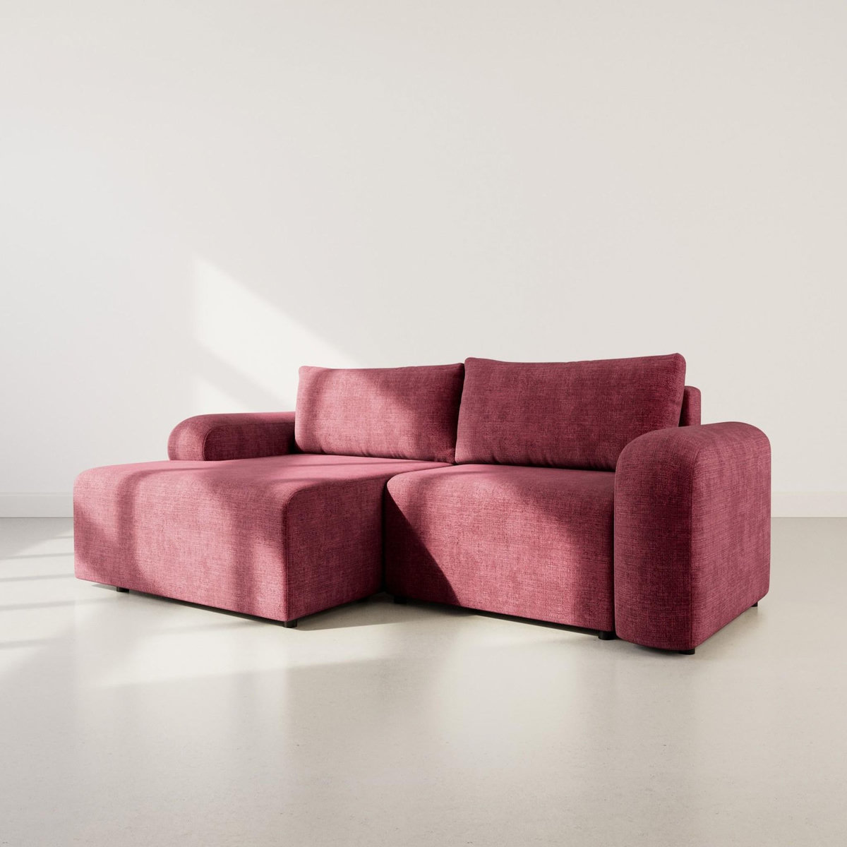 BEST MOBILIER Rebecca - canapé d'angle gauche 4 places convertible avec coffre en velours texturé