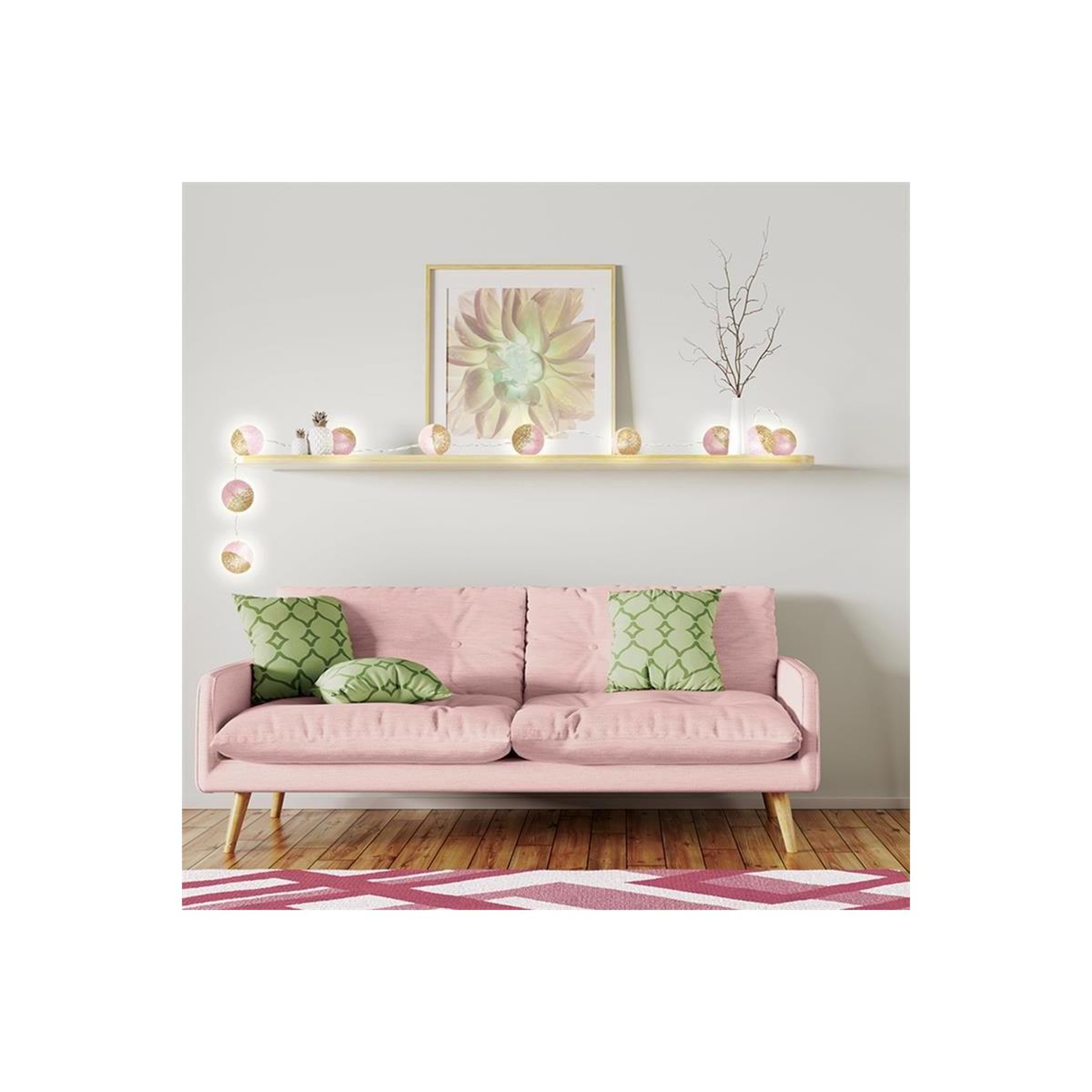 Voir la diapositive 4 : The Home Deco Factory Guirlande lumineuse à led  10 boules  192cm rose & or