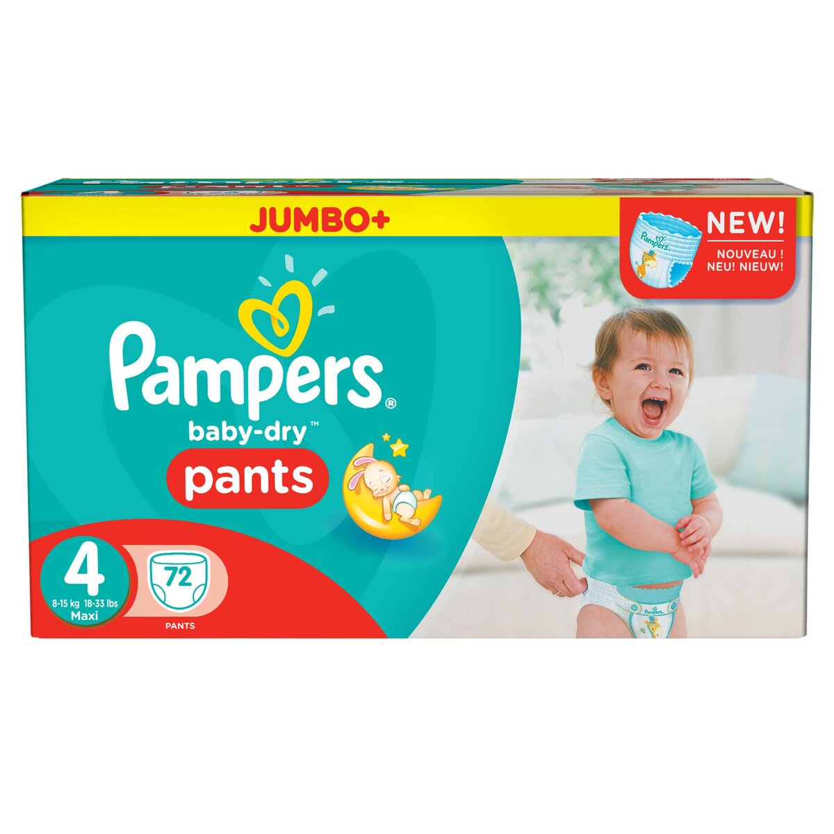 PAMPERS BABY DRY PANTS Jumbo T4 (8-15 kg) Pack de 72 couches