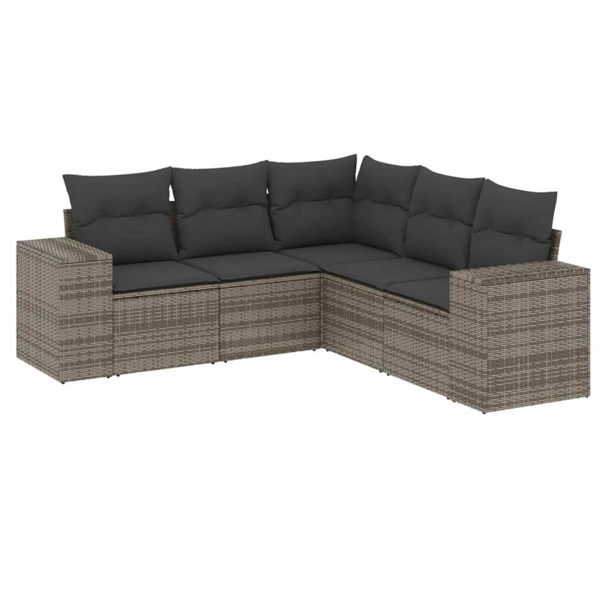 Voir la diapositive 2 : VIDAXL Salon de jardin 5 pcs avec coussins gris resine tressee